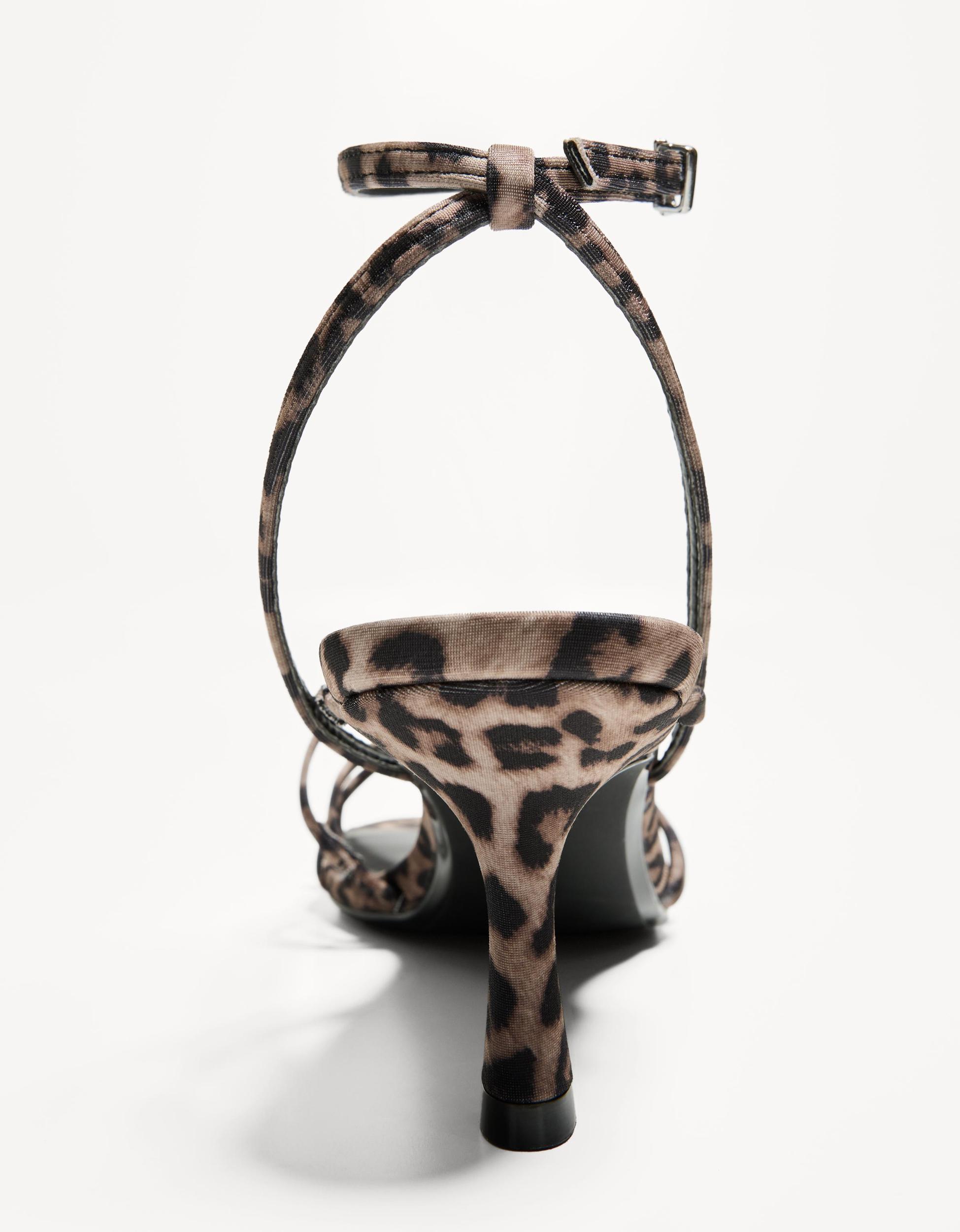 Animal print multi-strap heeled sandals Product Image
