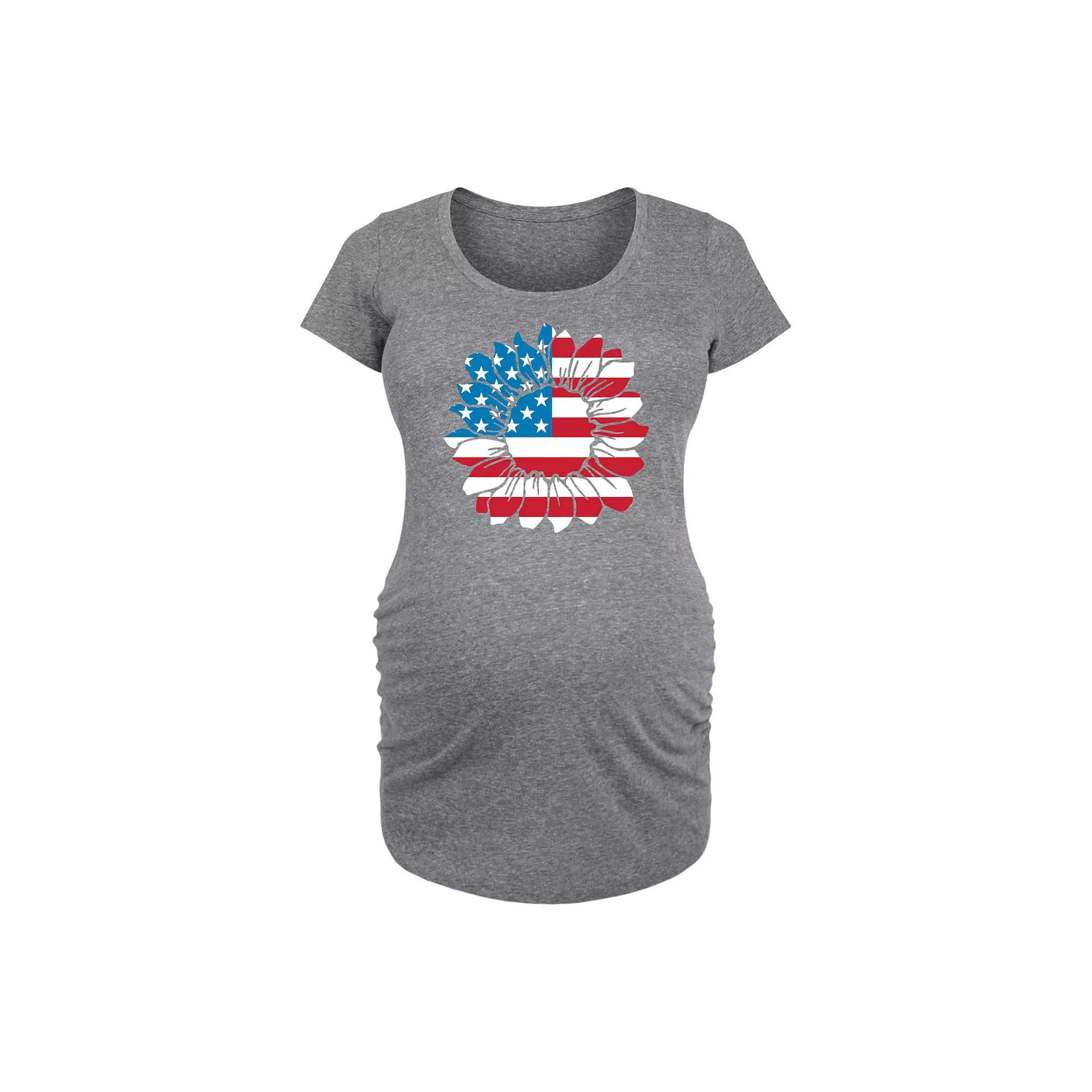 Maternity American Flag Sunflower Graphic Tee, Women's,  Product Image