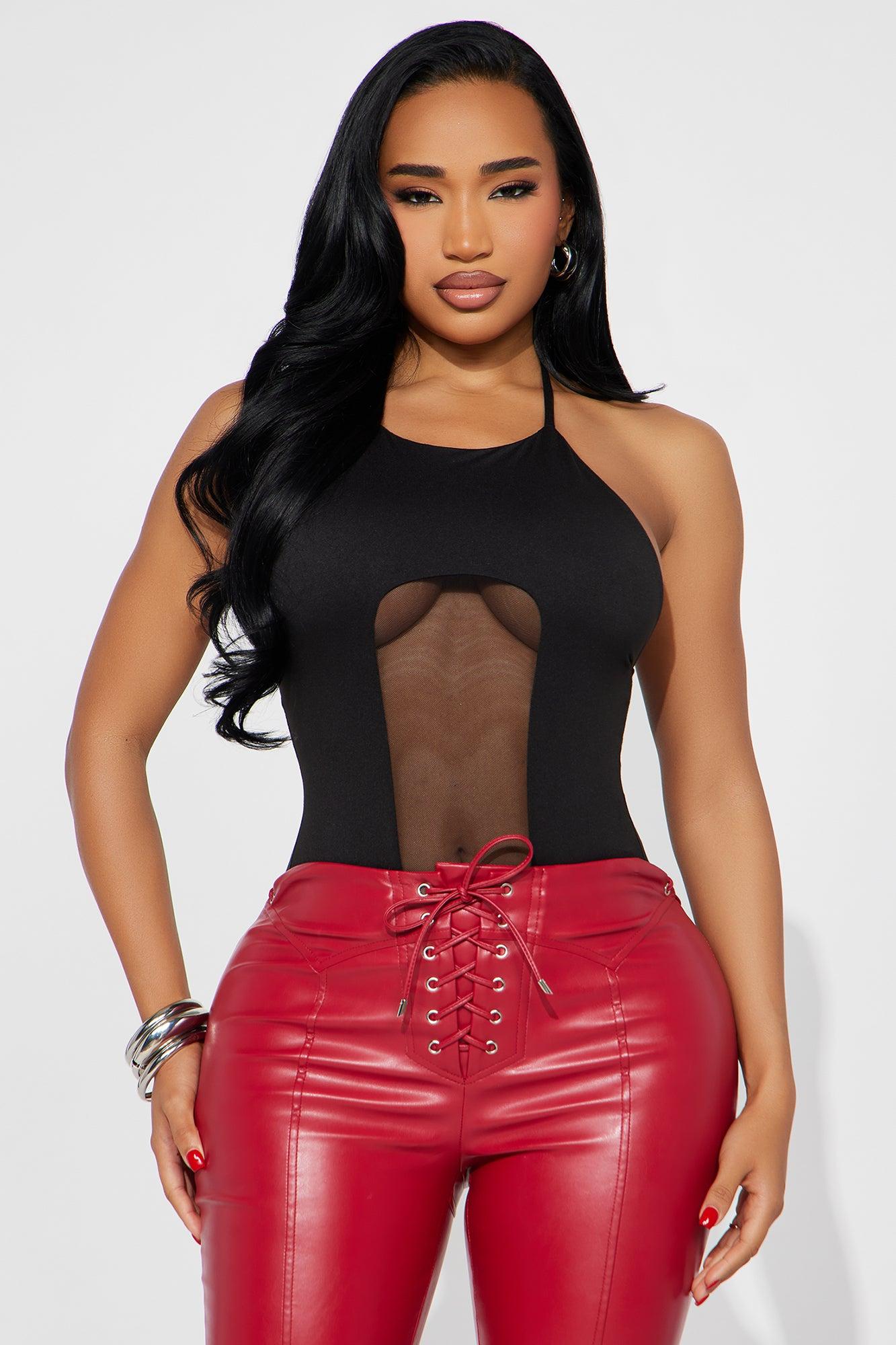 Late Night Tease Halter Bodysuit - Black Product Image