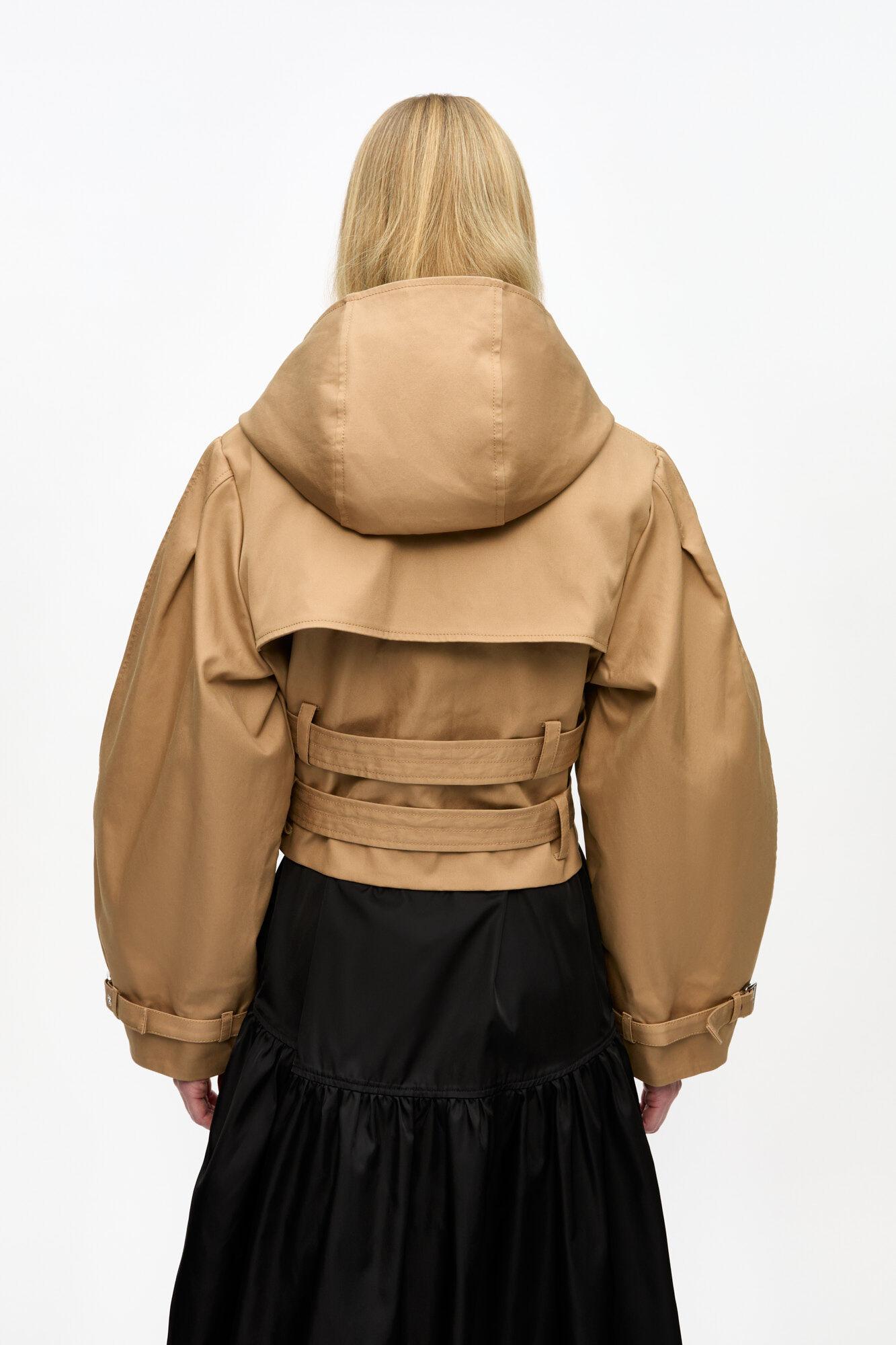 Camel Bonded Cotton Short Trench Jacket Product Image