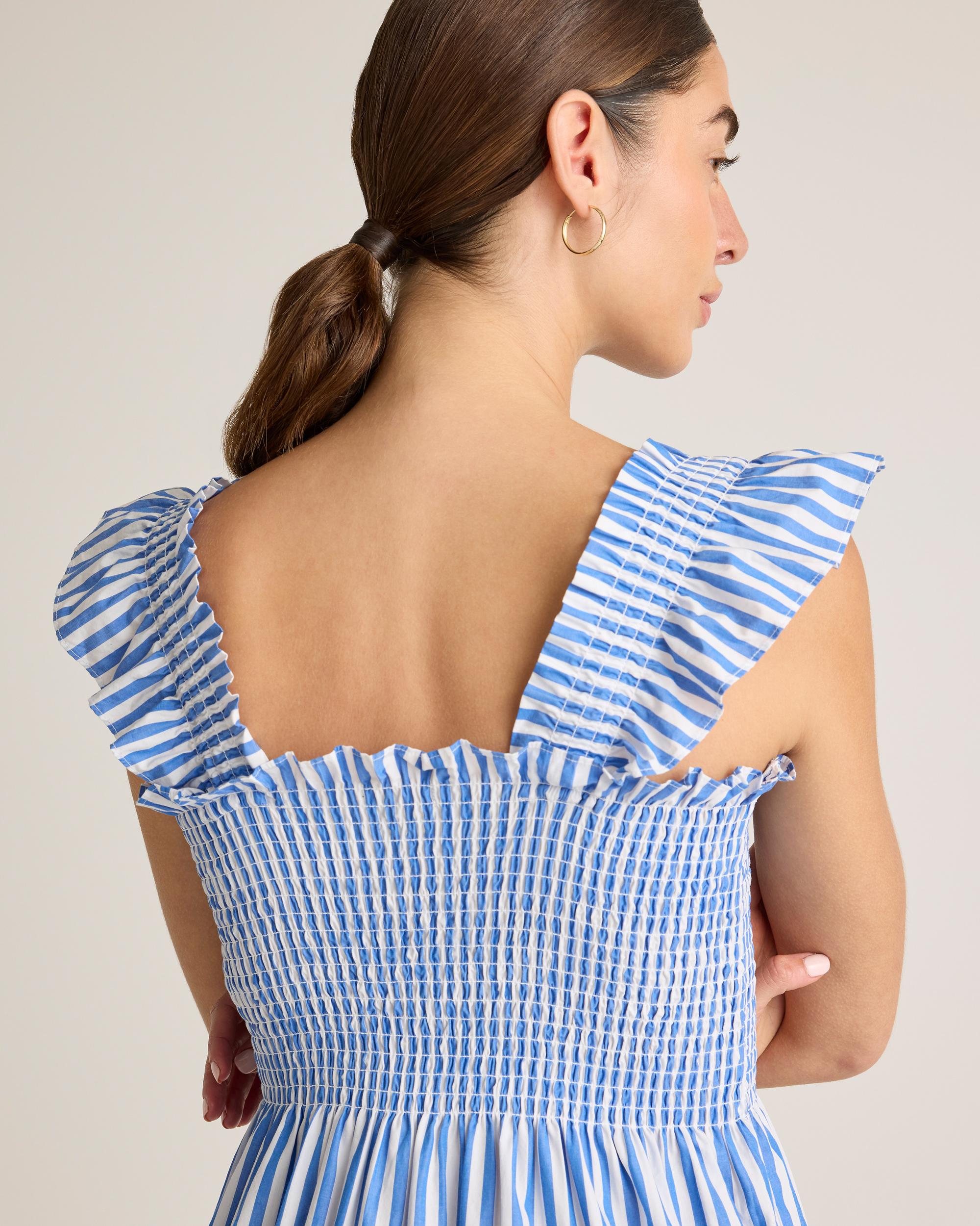 Quince | Women's Poplin Smocked Midi Dress Organic Cotton Product Image