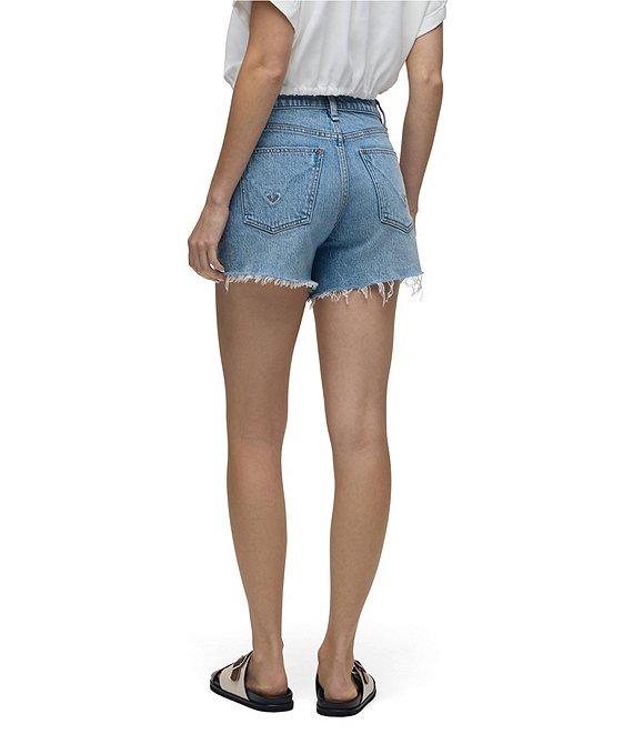 Hudson Jeans Devon High-Rise Frayed Raw Hem Boyfriend Shorts Product Image