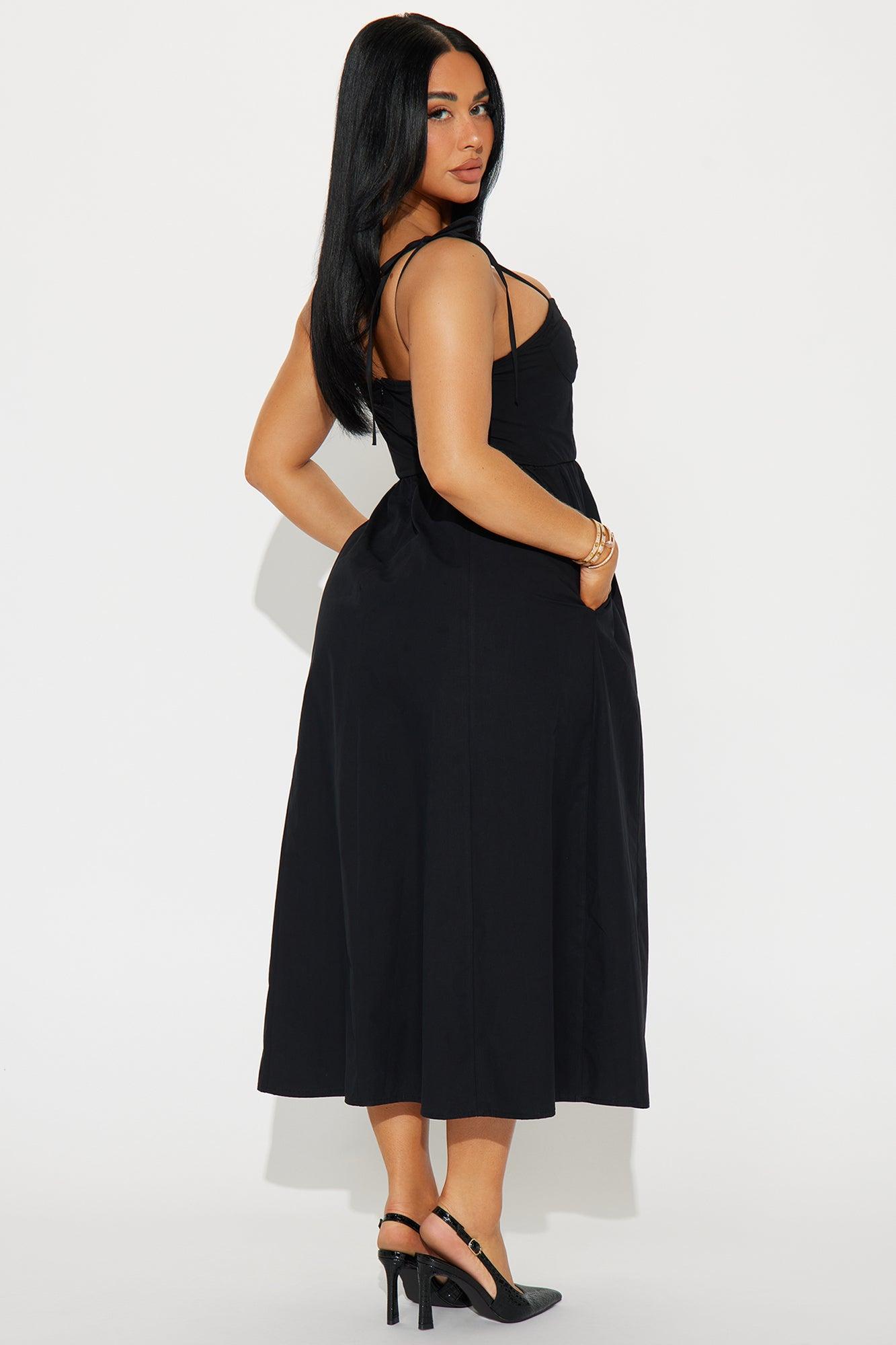 Daily Dose Poplin Midi Dress - Black Product Image