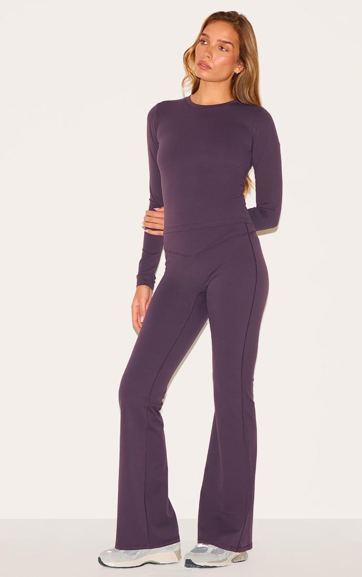 Dark Plum Ultimate Sculpt Long Sleeve Crop Gym Top Product Image
