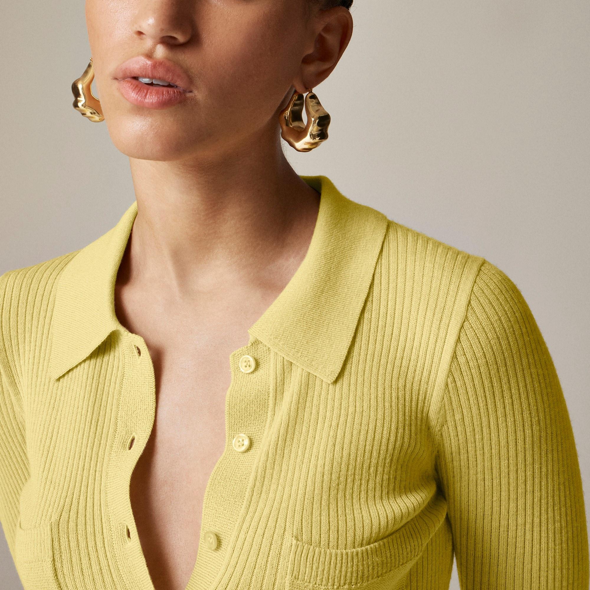 Collared button-up sweater in merino wool blend Product Image