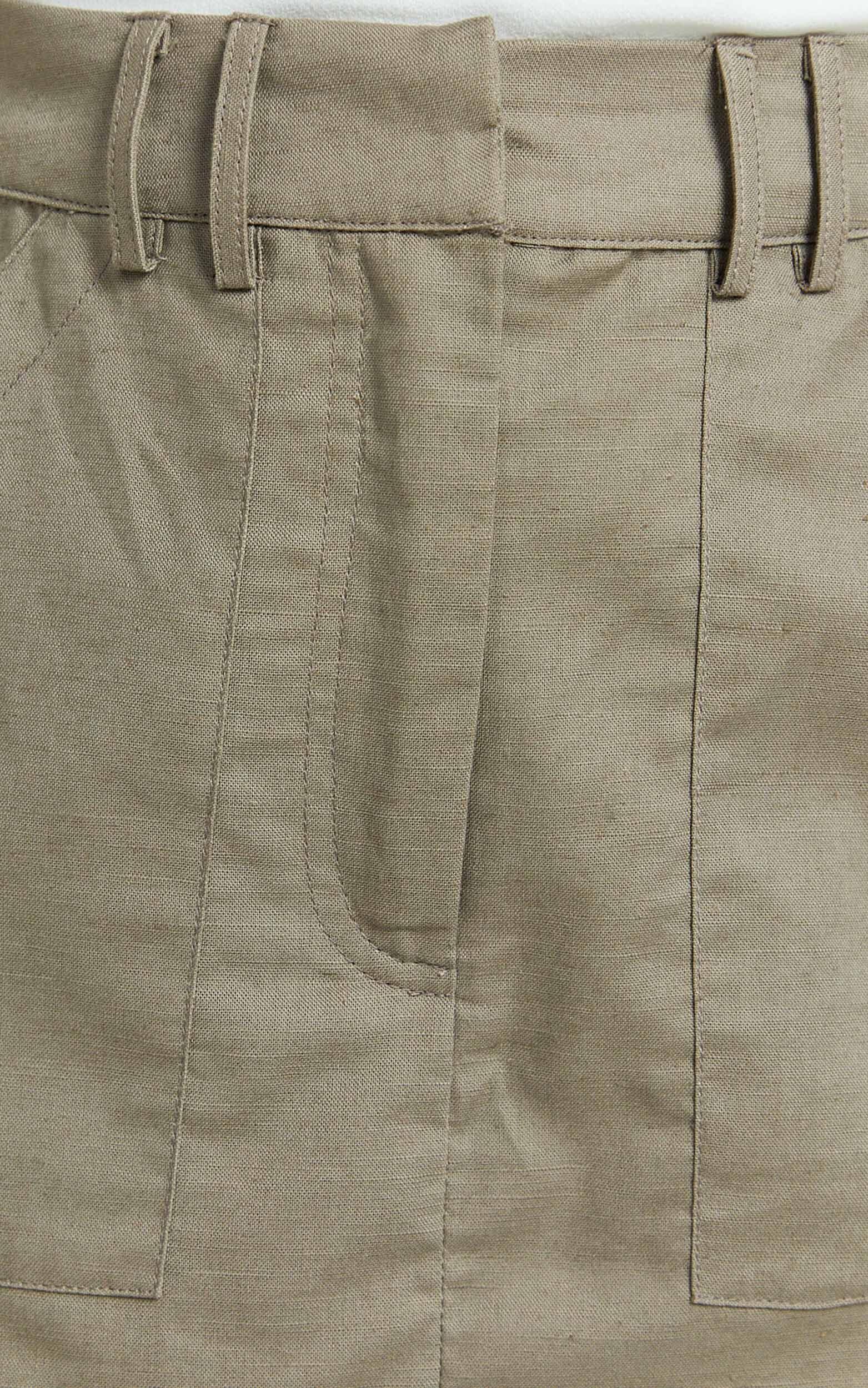 Dream Linen Blend Skort - High Waisted A Line Skort in Olive Product Image