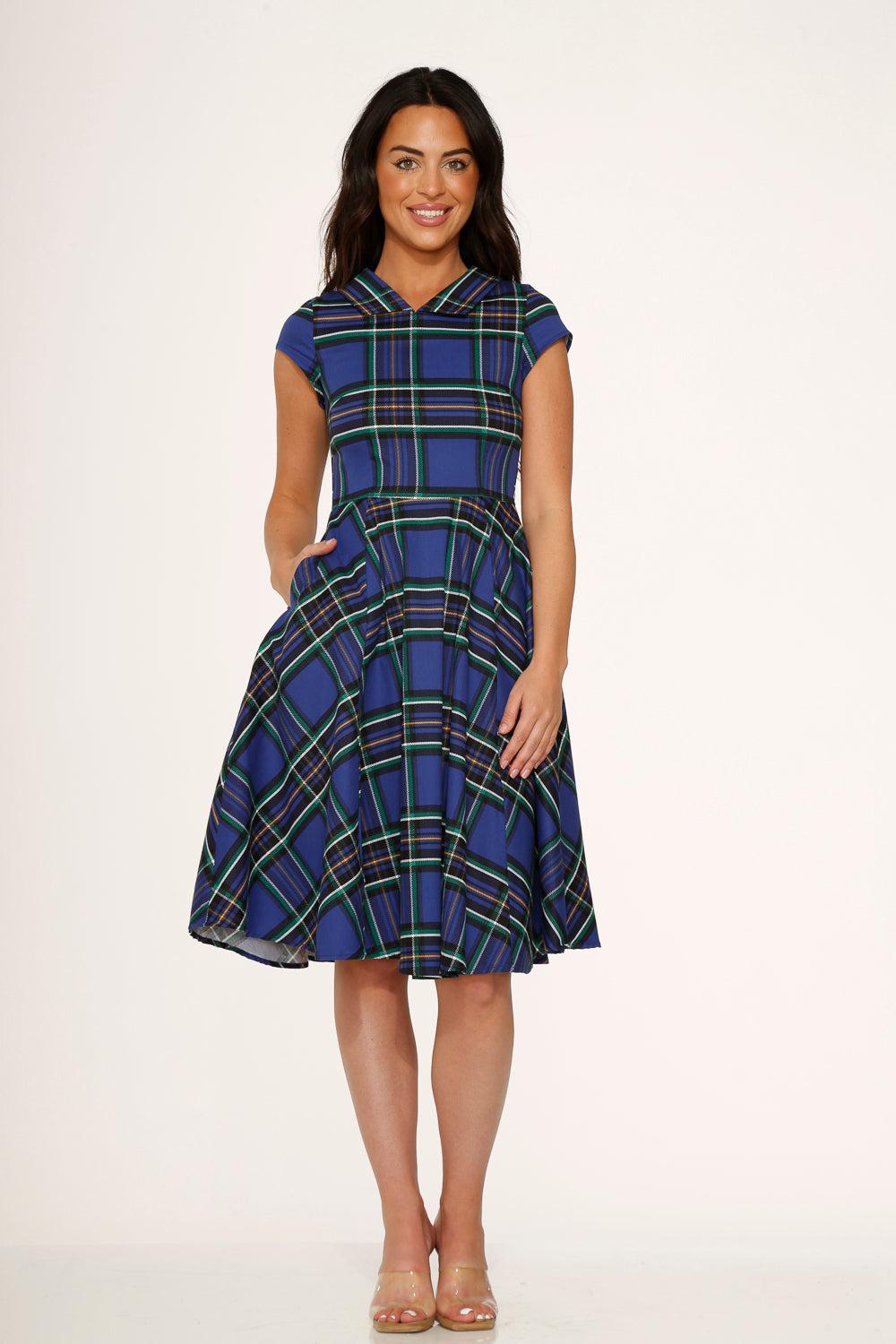 Blue Plaid Swing Dress Product Image