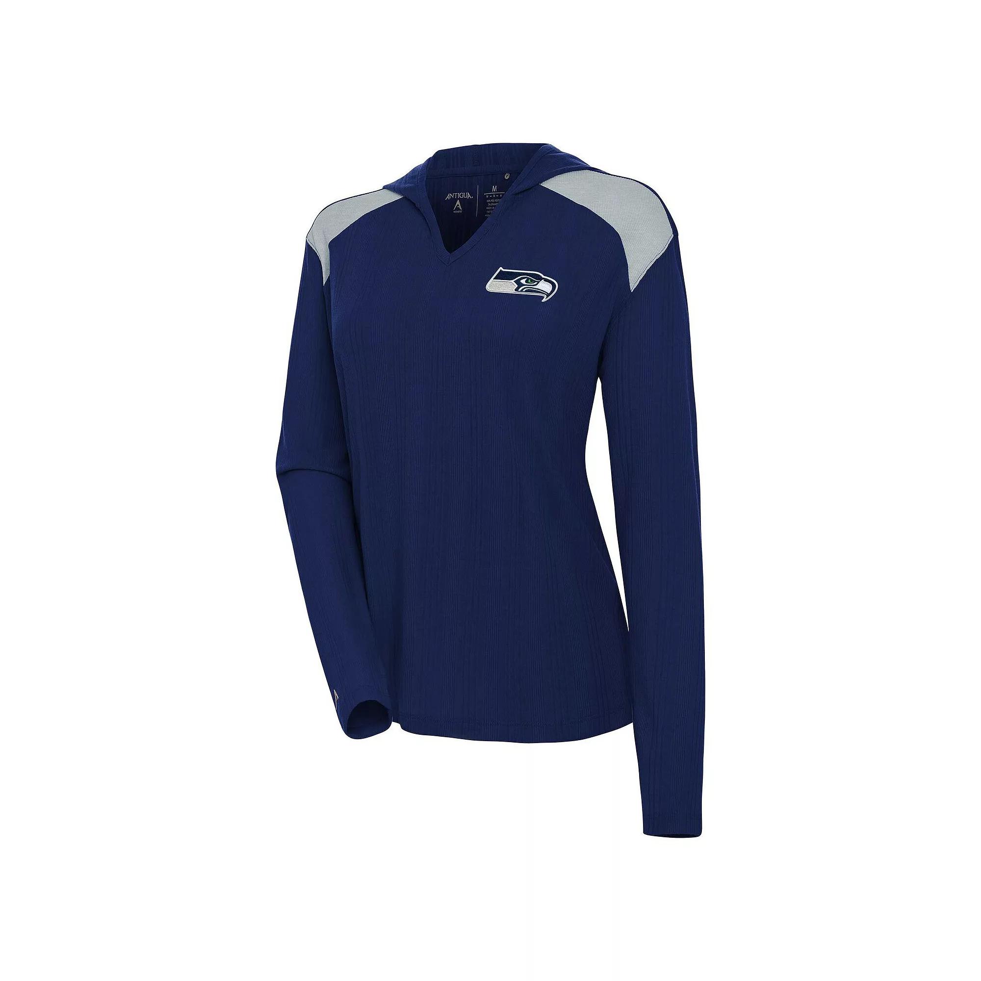 Women's Antigua Black San Francisco 49ers Opulent Long Sleeve Hoodie T-Shirt,  Product Image