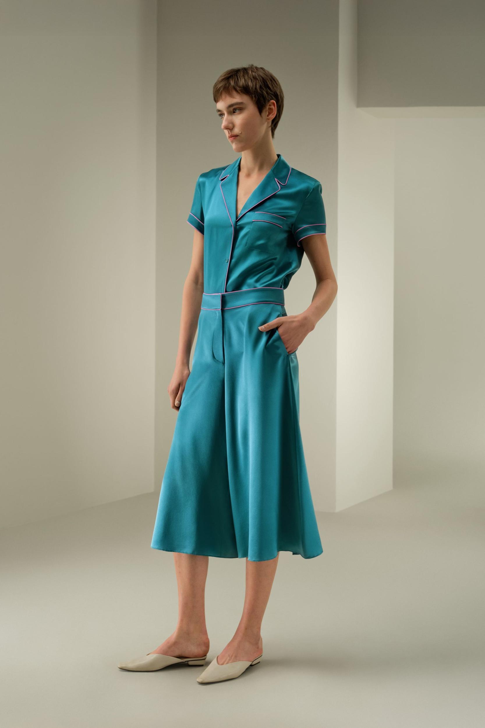 LILYSILK x Elizabeth Womens Capri Trousers Silk - Brick Red 100% OEKO Silk - Comfortable Wide Leg Pants 16 Product Image