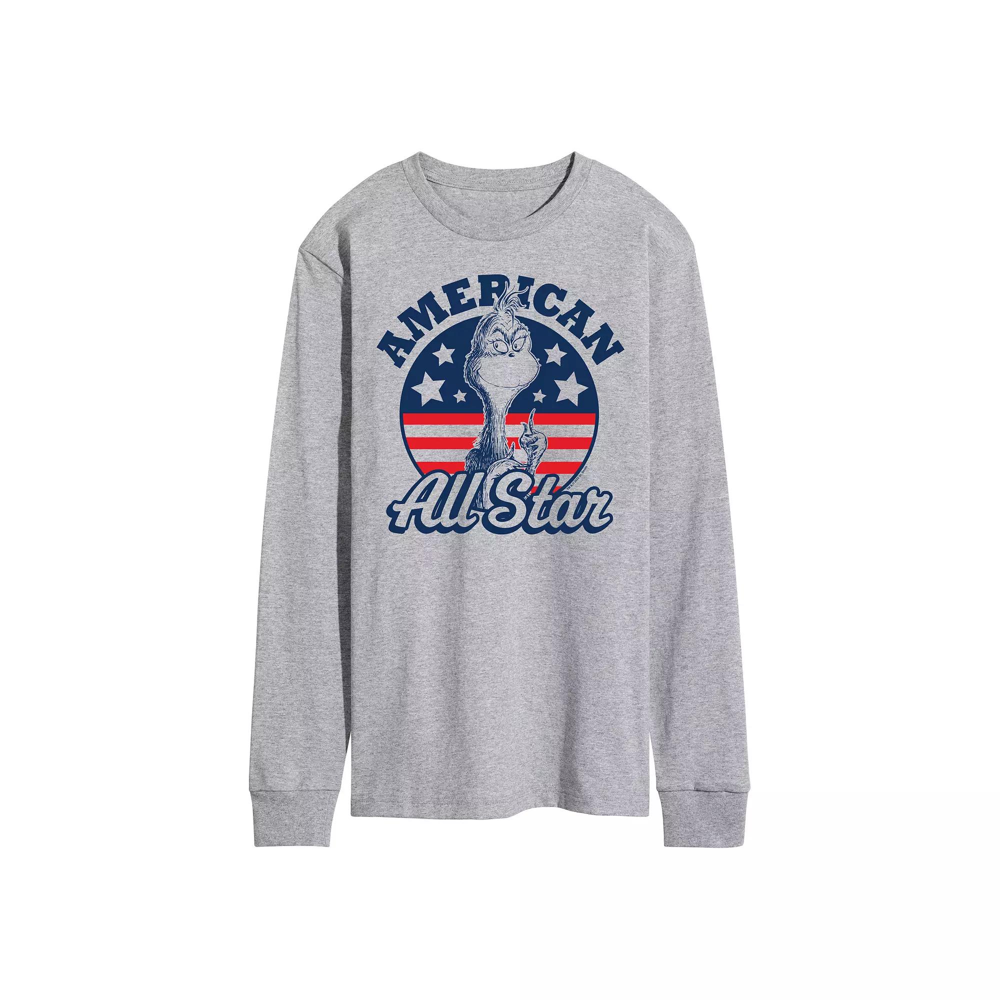 Men's Dr. Seuss The Grinch American All Star Long Sleeve Graphic Tee,  Product Image