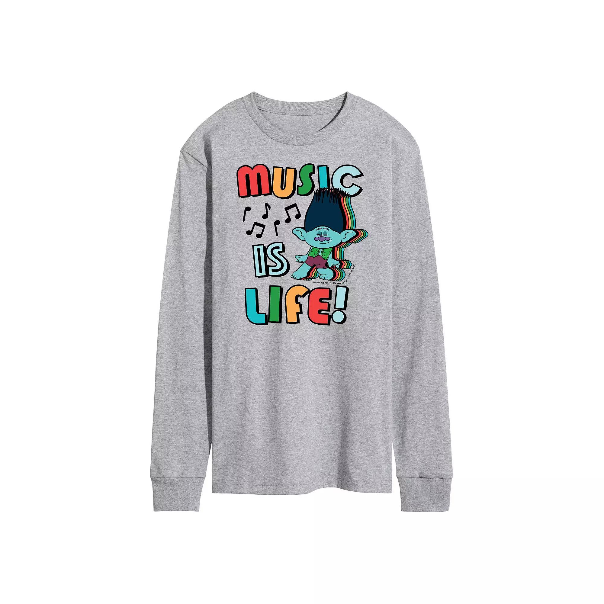 Men's Trolls Music Is Life Long Sleeve Tee,  Product Image
