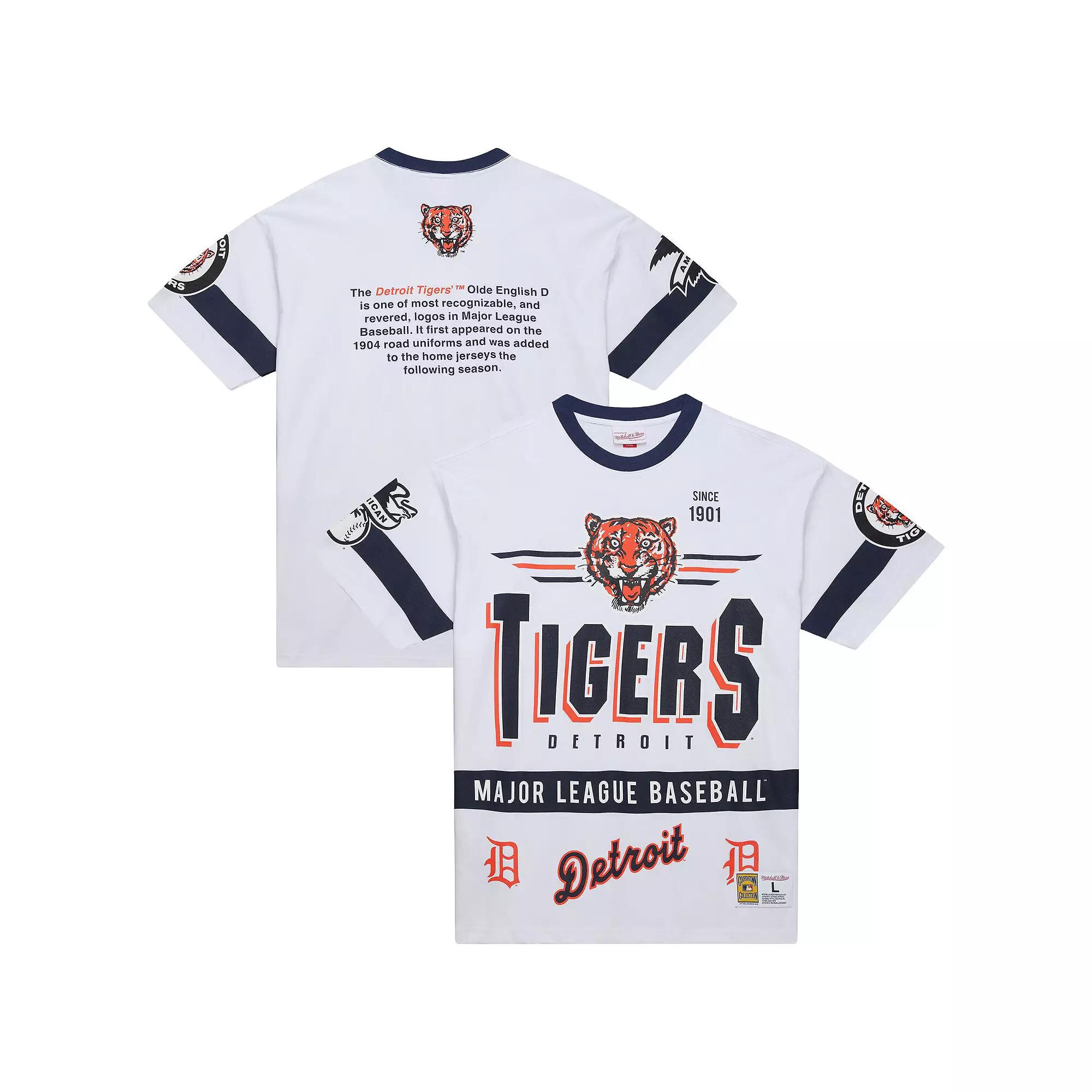 Men's Mitchell & Ness White Detroit Tigers Cooperstown Collection Team Origins Premium T-Shirt, Size: Large Product Image