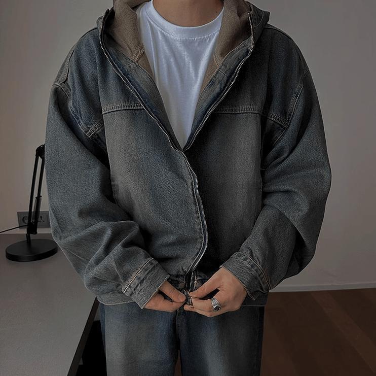 RT No. 11032 INDIGO BLUE DENIM HOODED JK & STRAIGHT PANTS Product Image