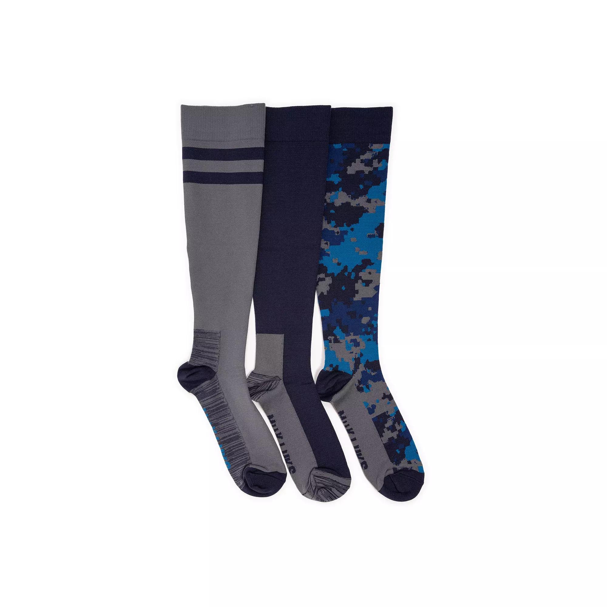Men's MUK LUKS 3-pack Nylon Compression Knee-High Socks, Blue Product Image