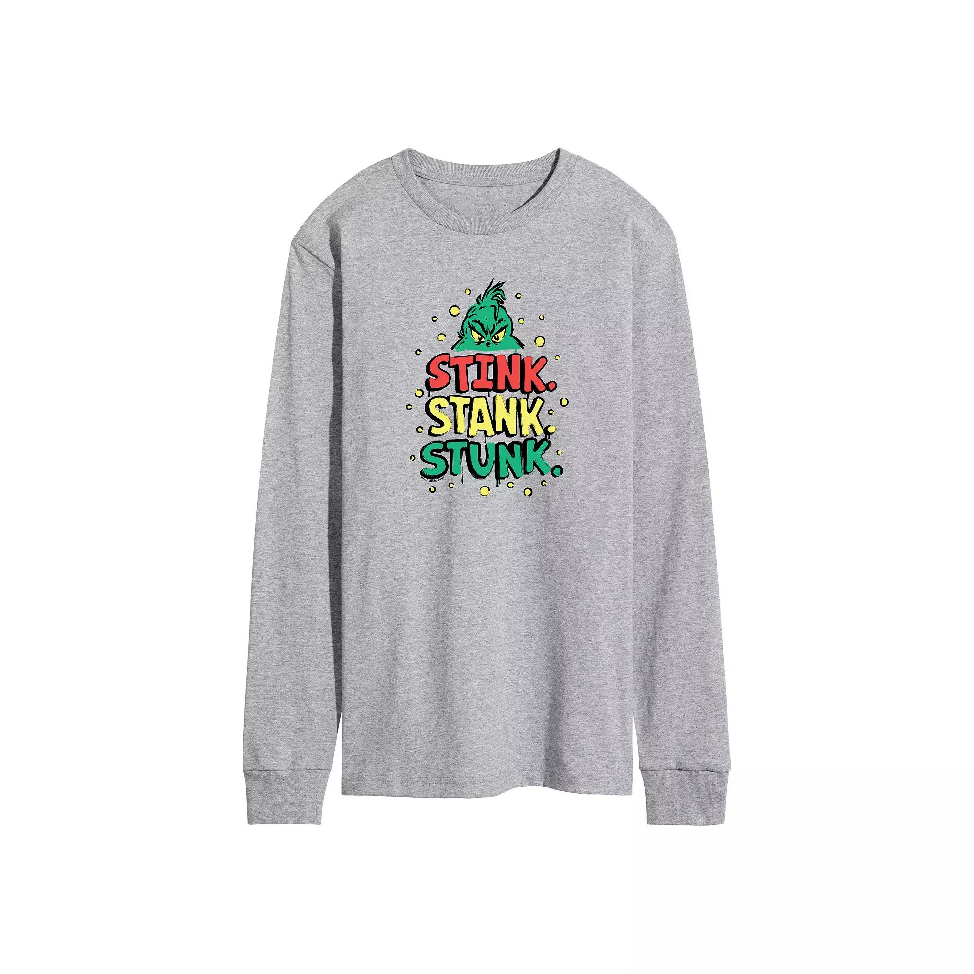 Men's Dr. Seuss The Grinch Stink Stank Stunk Long Sleeve Graphic Tee,  Product Image