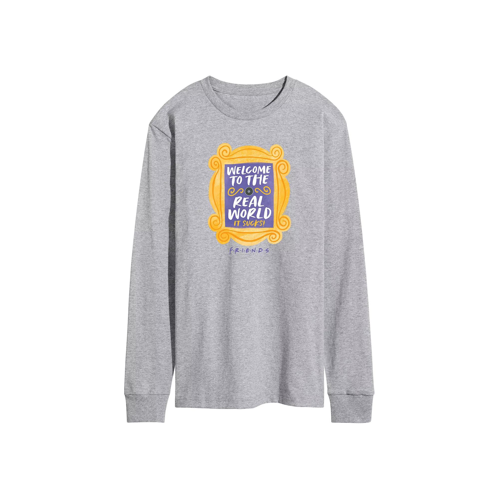 Men's Friends Welcome To The Real World Long Sleeve Graphic Tee,  Product Image