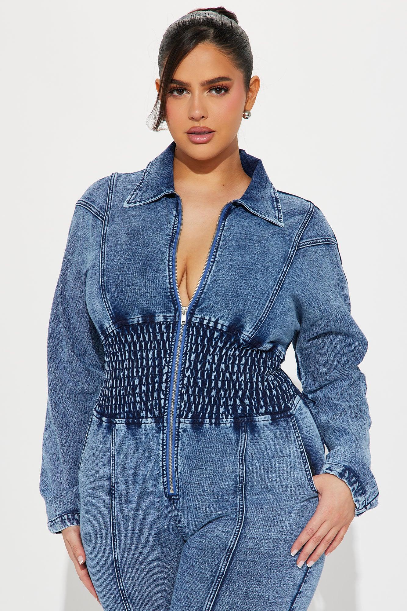 Not Too Late Denim Jumpsuit - Medium Wash Product Image