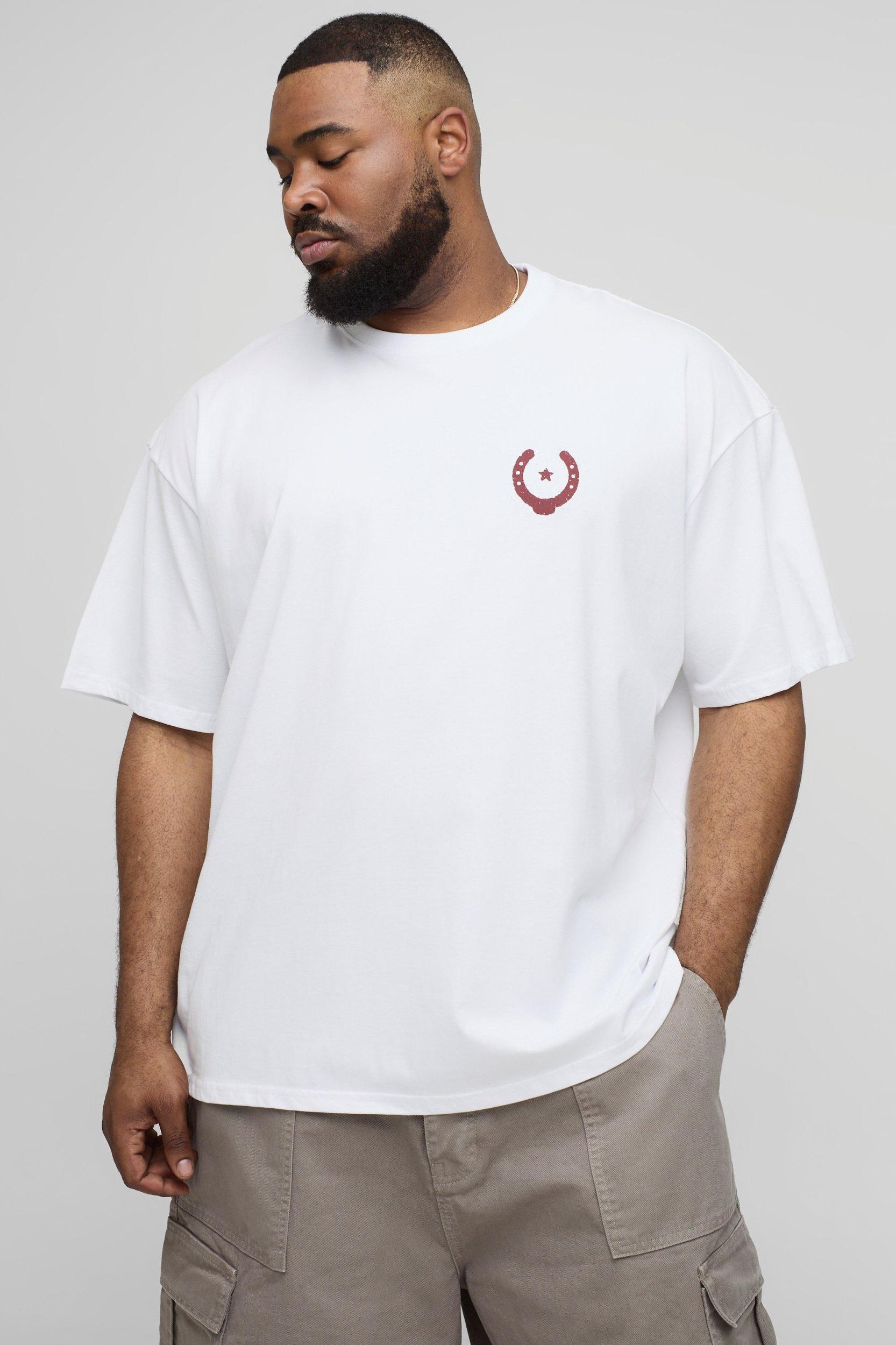 Plus Oversized Western Print T-Shirt | boohooMAN USA Product Image