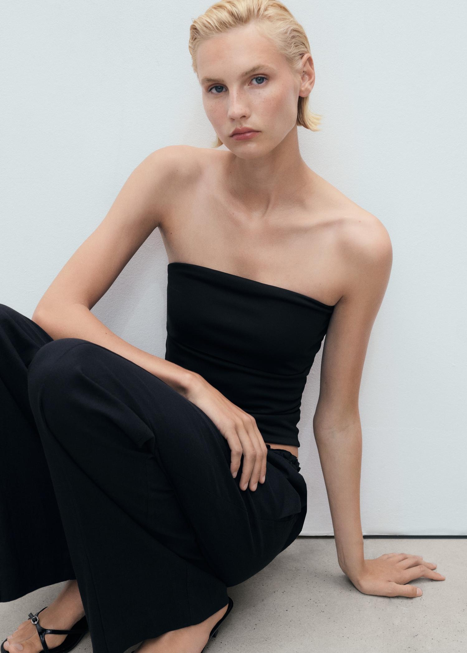 Linen-blend elastic waist pants - Women | MANGO USA Product Image