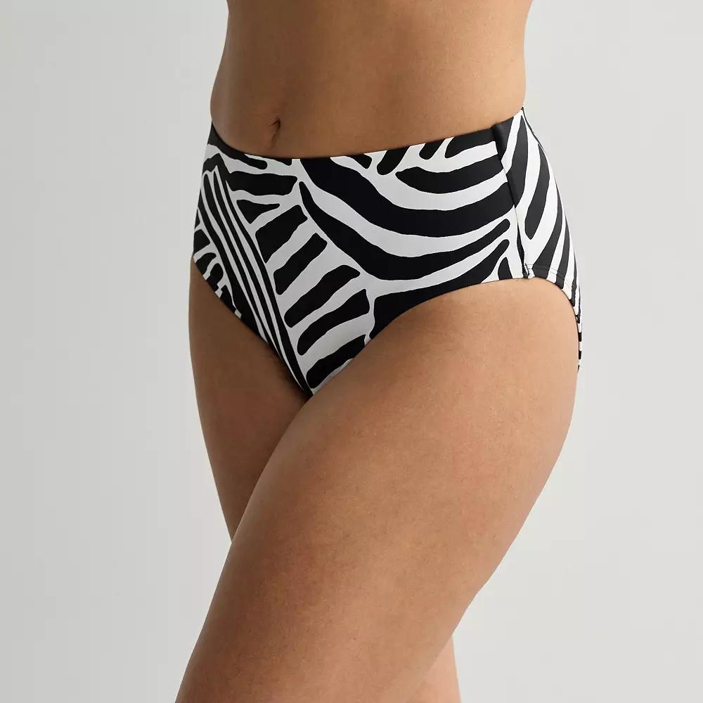 Women's Freshwater Compression Swim Bottoms, Size: Small, Zebra Waves Black Product Image