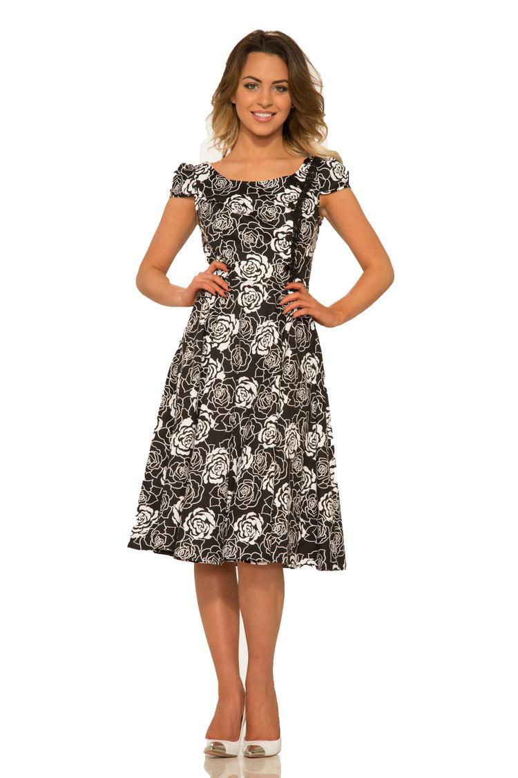 Black & White Rose Swing Dress Product Image