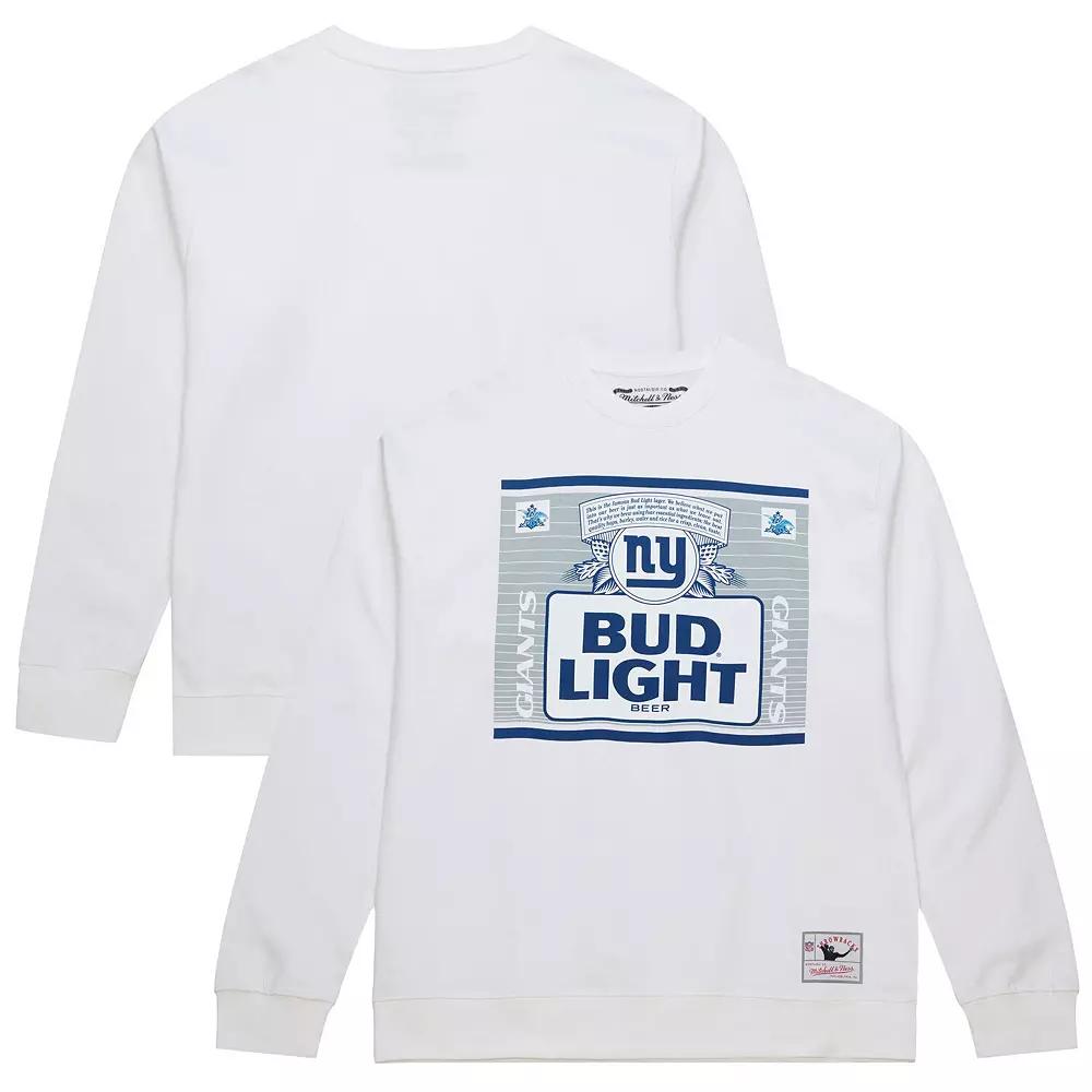 Men's Mitchell & Ness x Bud Light White New York Giants The Crest Pullover Sweatshirt,  Product Image