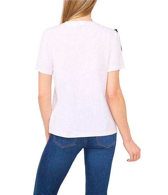 CeCe Crew Neck Short Sleeve Bow Tee Product Image