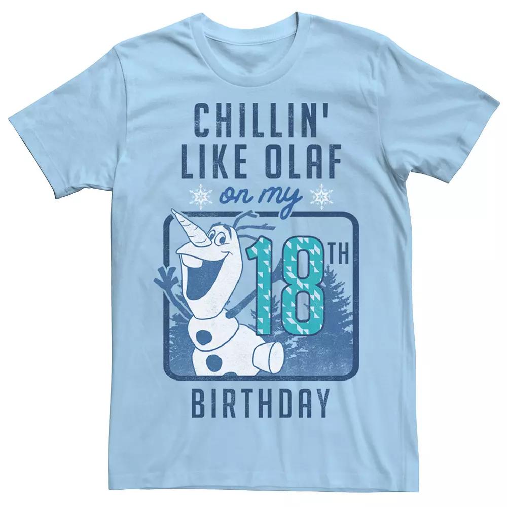 Disney's Frozen Olaf Men's Chillin' Like On My 18th Birthday Tee, Size: Large, Light Blue Product Image