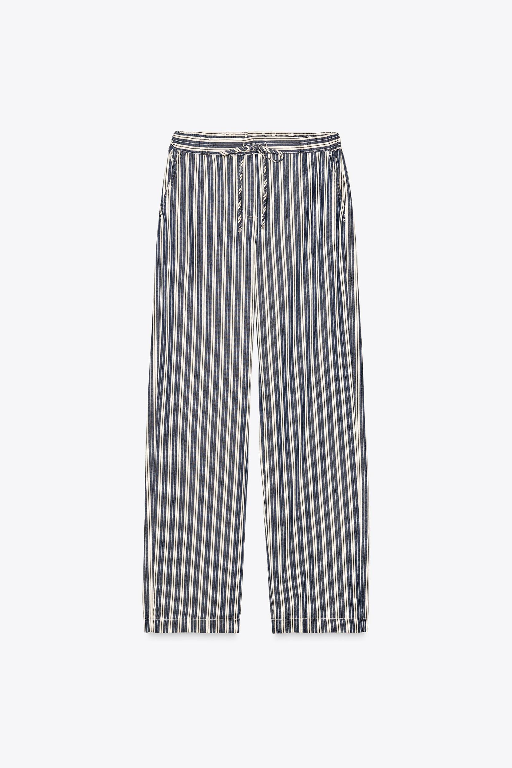 STRIPED WIDE LEG PANTS Product Image