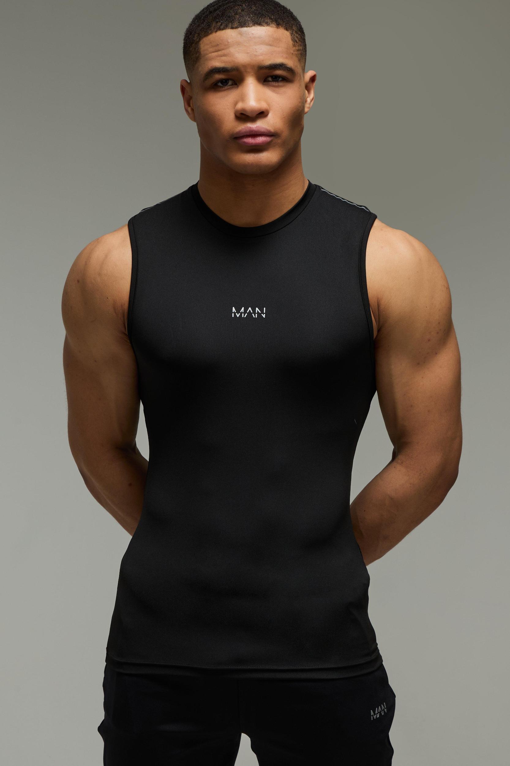 Man Active Reflective Muscle Fit Performance Tank 2 Pack | boohooMAN USA Product Image