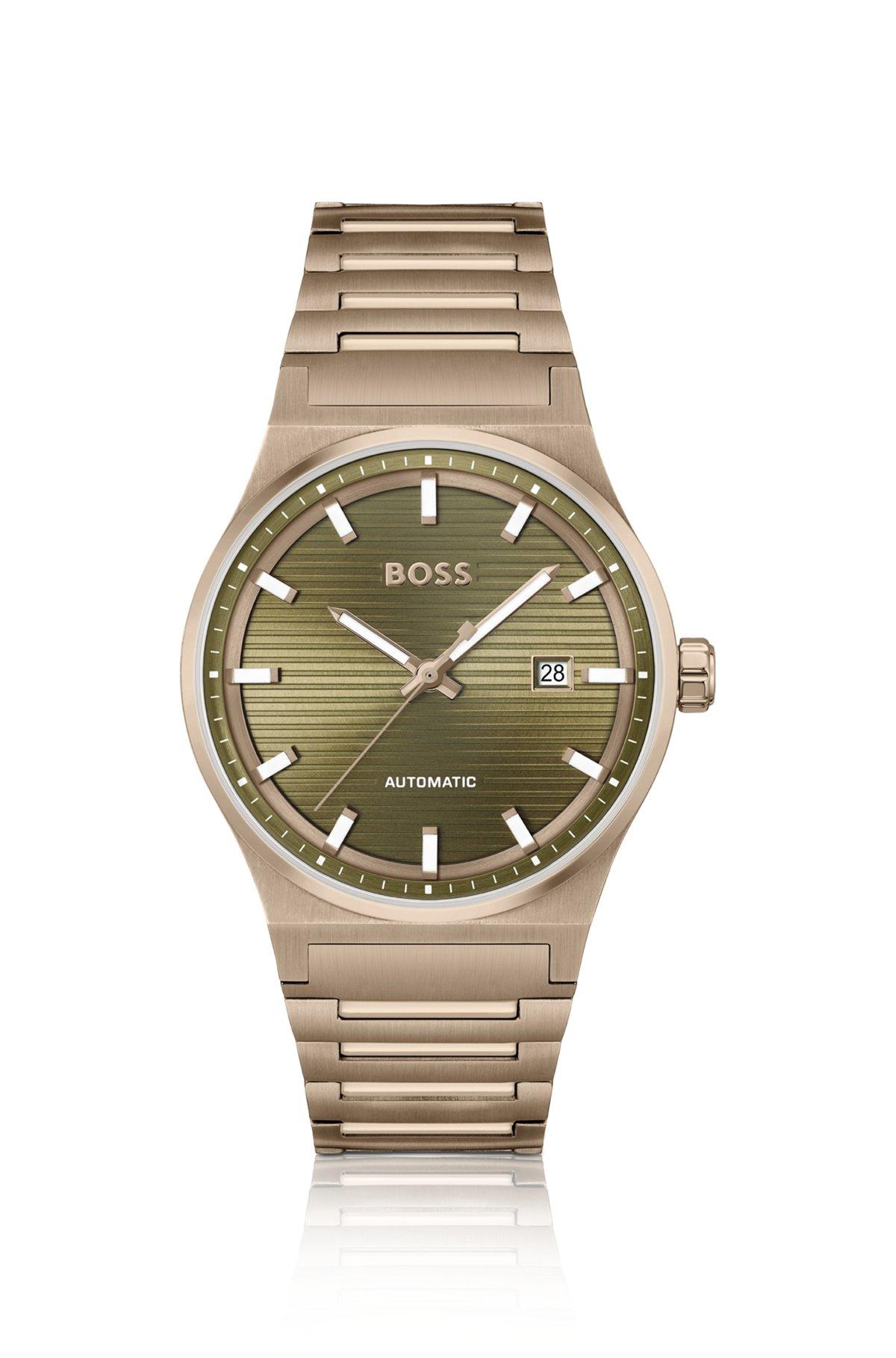 BOSS - Gold-tone automatic watch with grooved dial Product Image