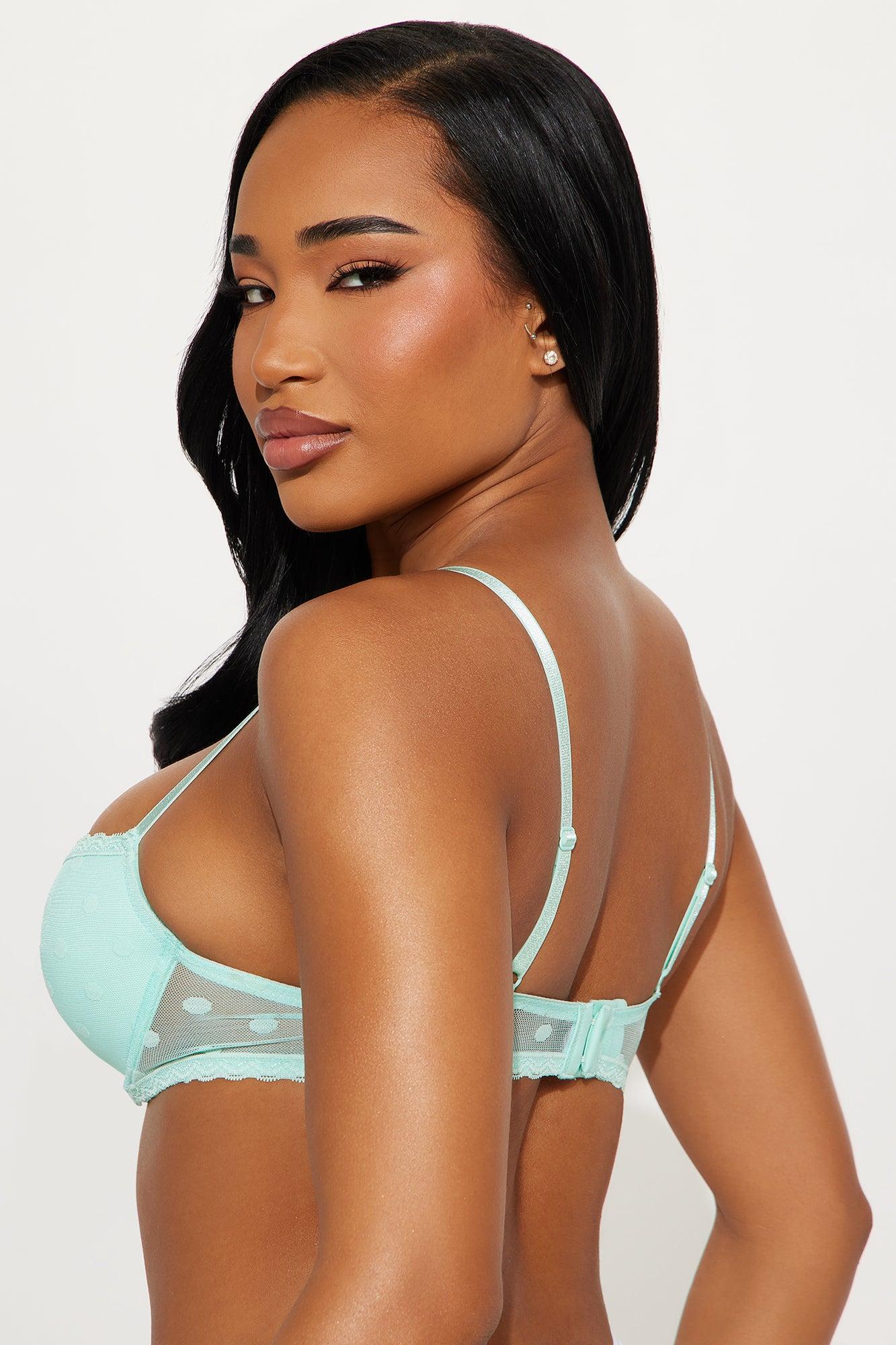 So Fetch Mesh Balconette Push Up Bra - Turquoise Product Image
