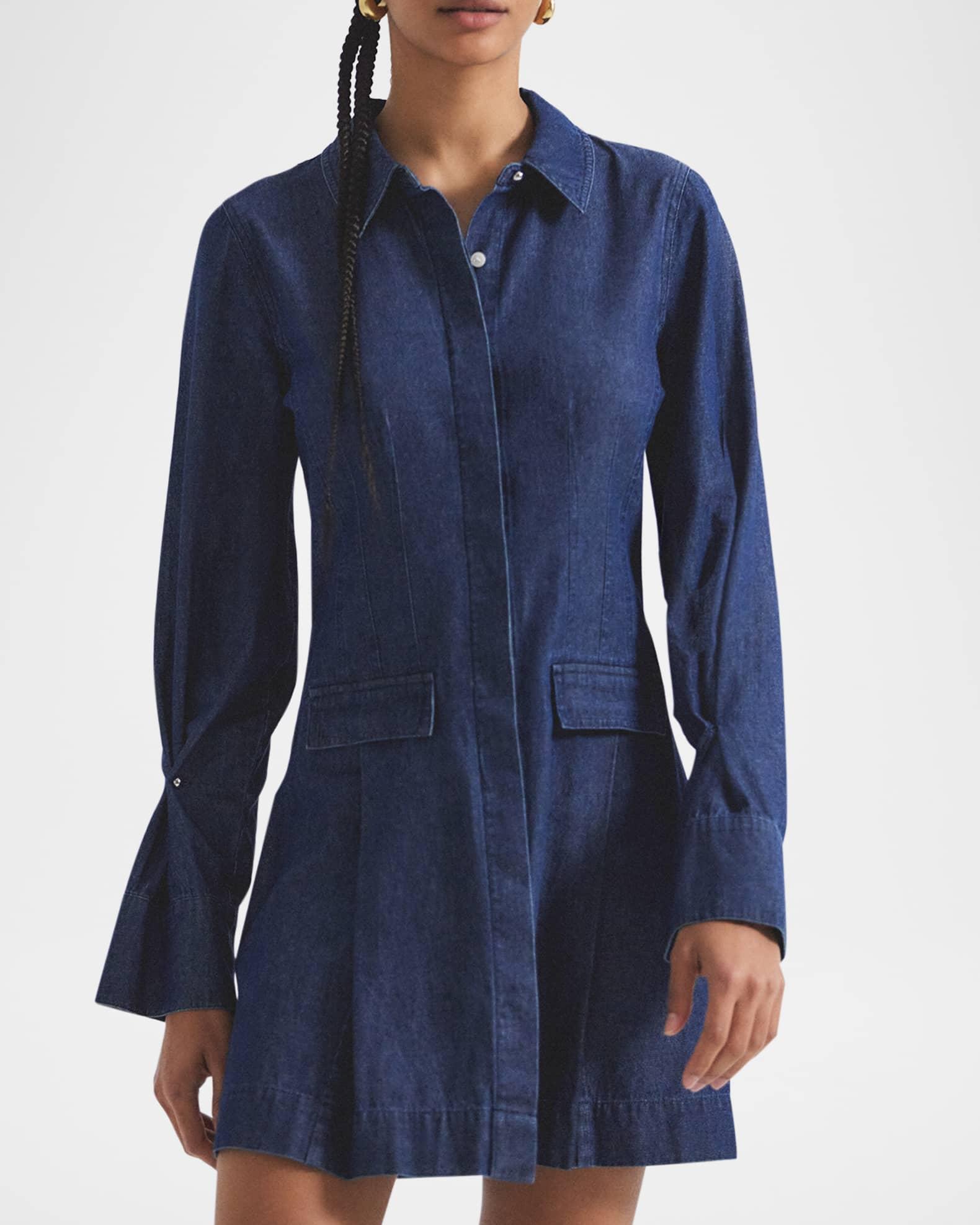 Danielle Long-Sleeve Denim Mini Shirtdress Product Image