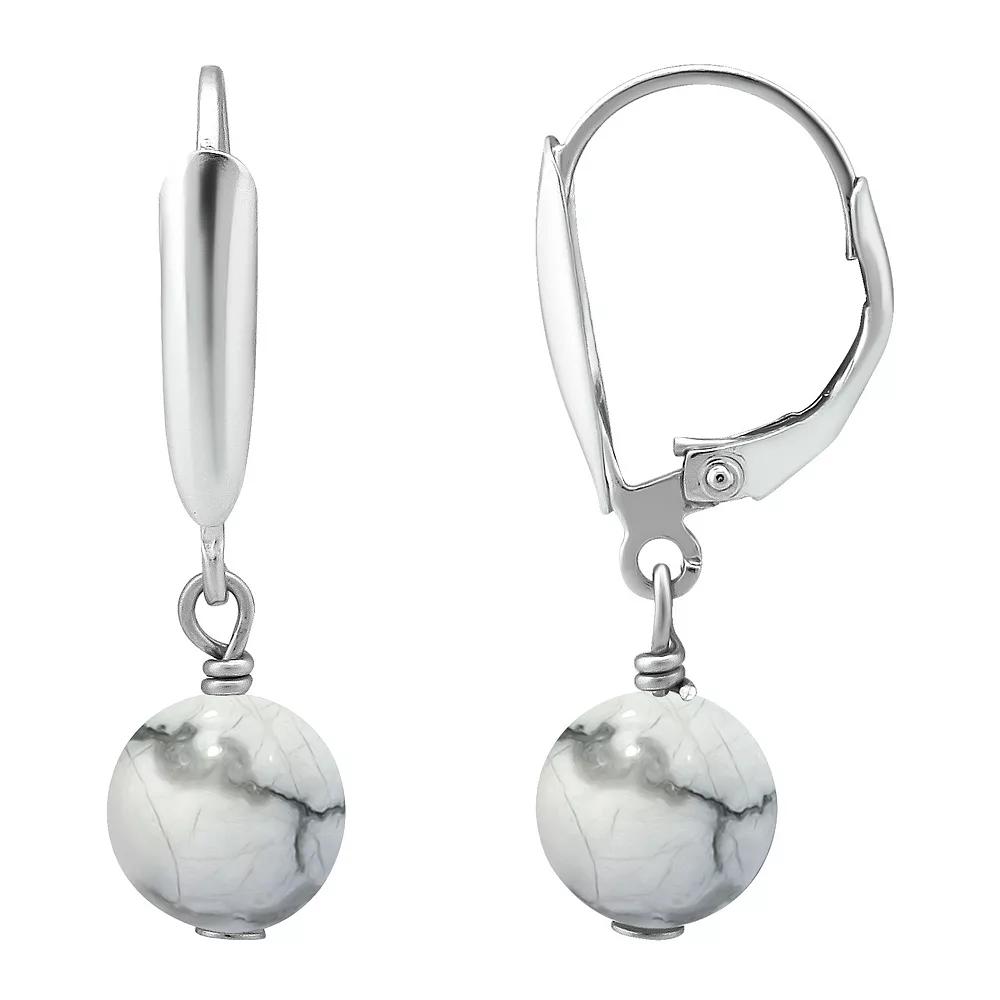 Aleure Precioso Gemstone Bead Leverback Earrings, Women's, Howlite Product Image