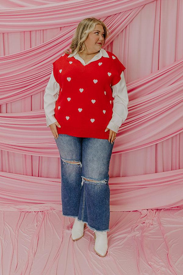 Hugs And Kisses Vest Top in Red Curves Product Image