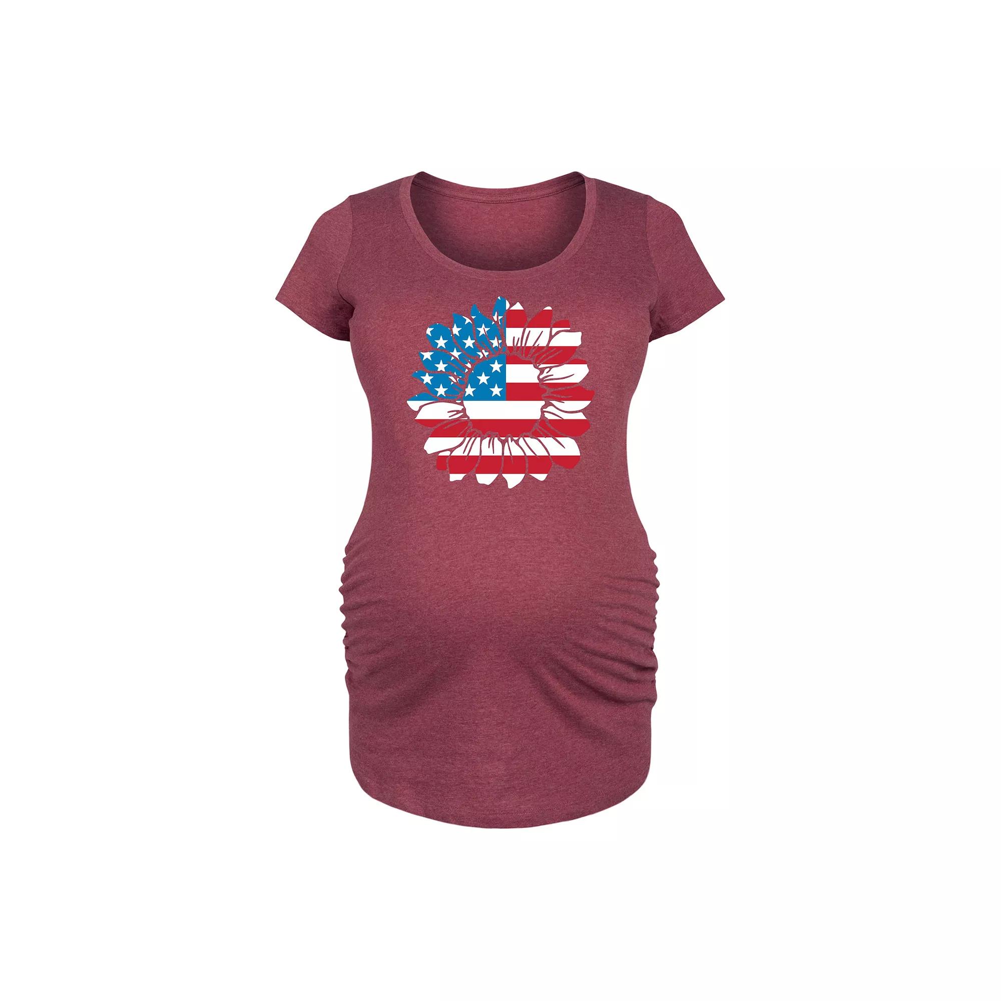 Maternity American Flag Sunflower Graphic Tee, Women's,  Product Image