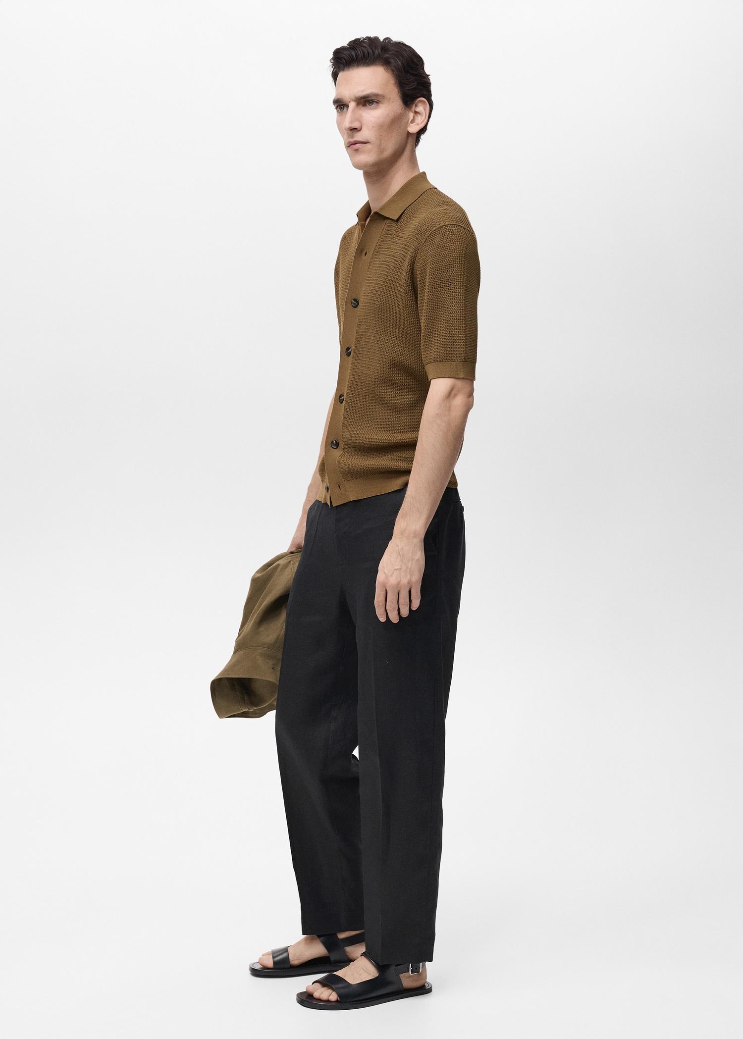 100% linen regular-fit trousers - Men | MANGO USA Product Image