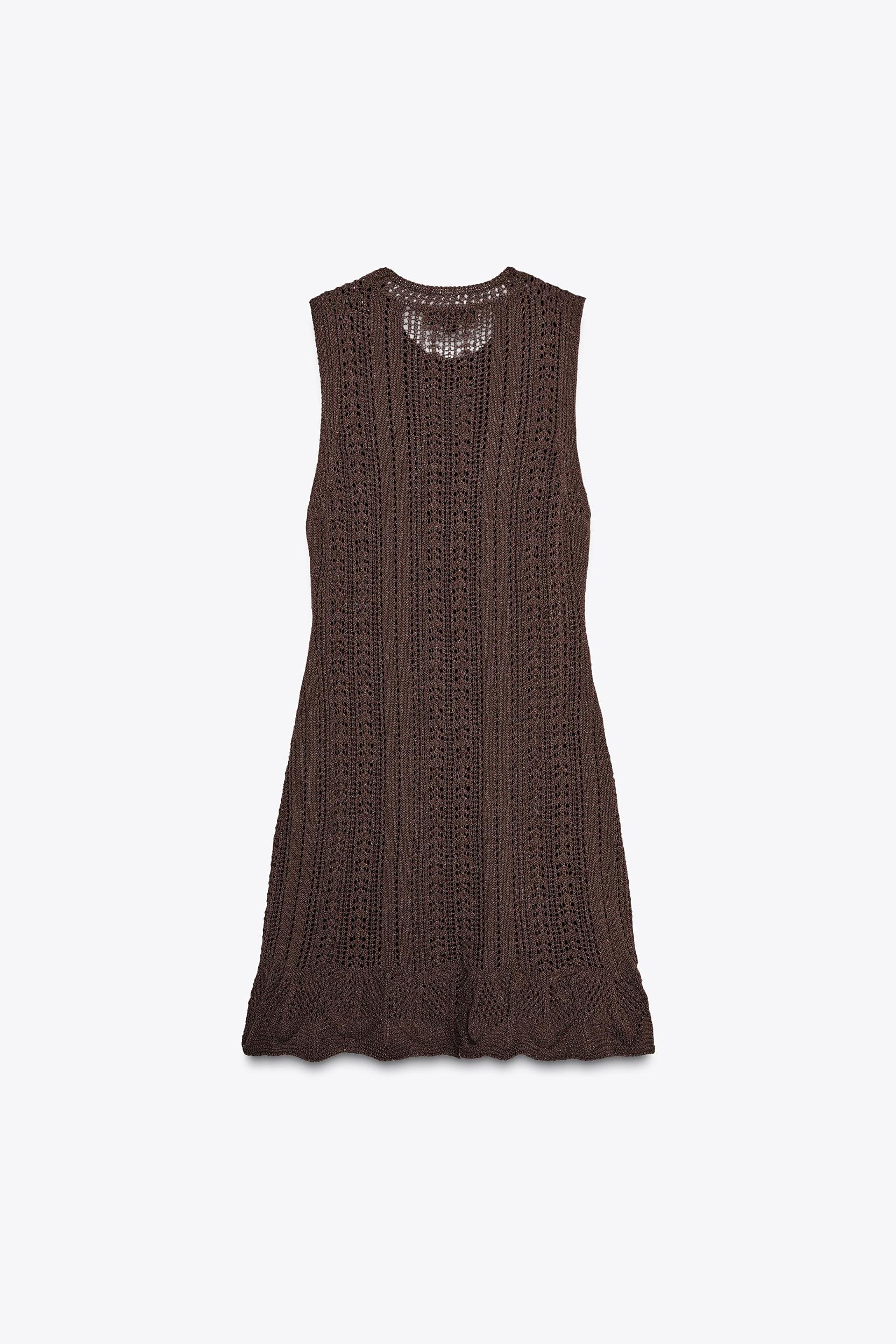 CROCHET KNIT MINI DRESS Product Image