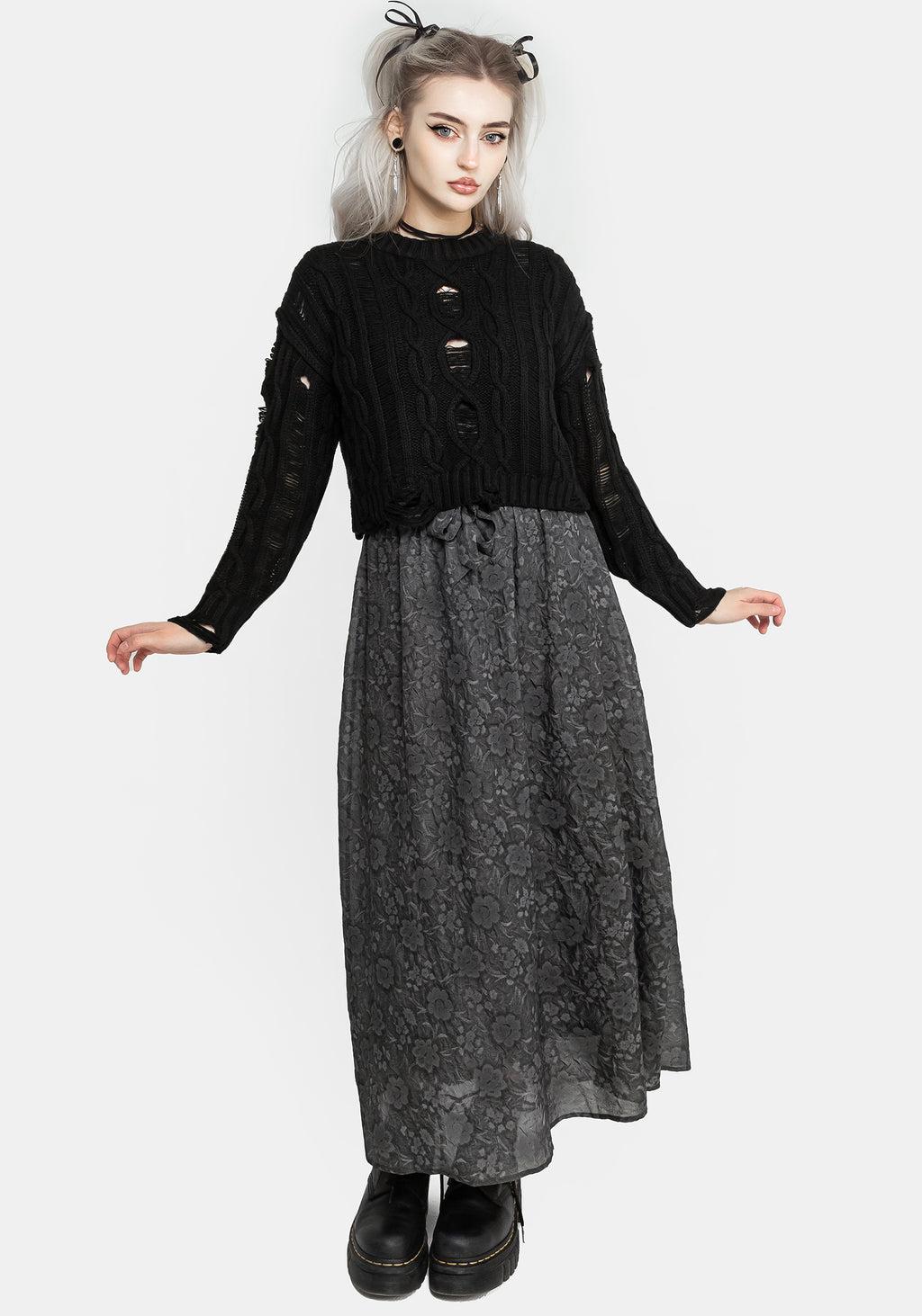 Nemesis Distressed Cable Knit Sweater Product Image