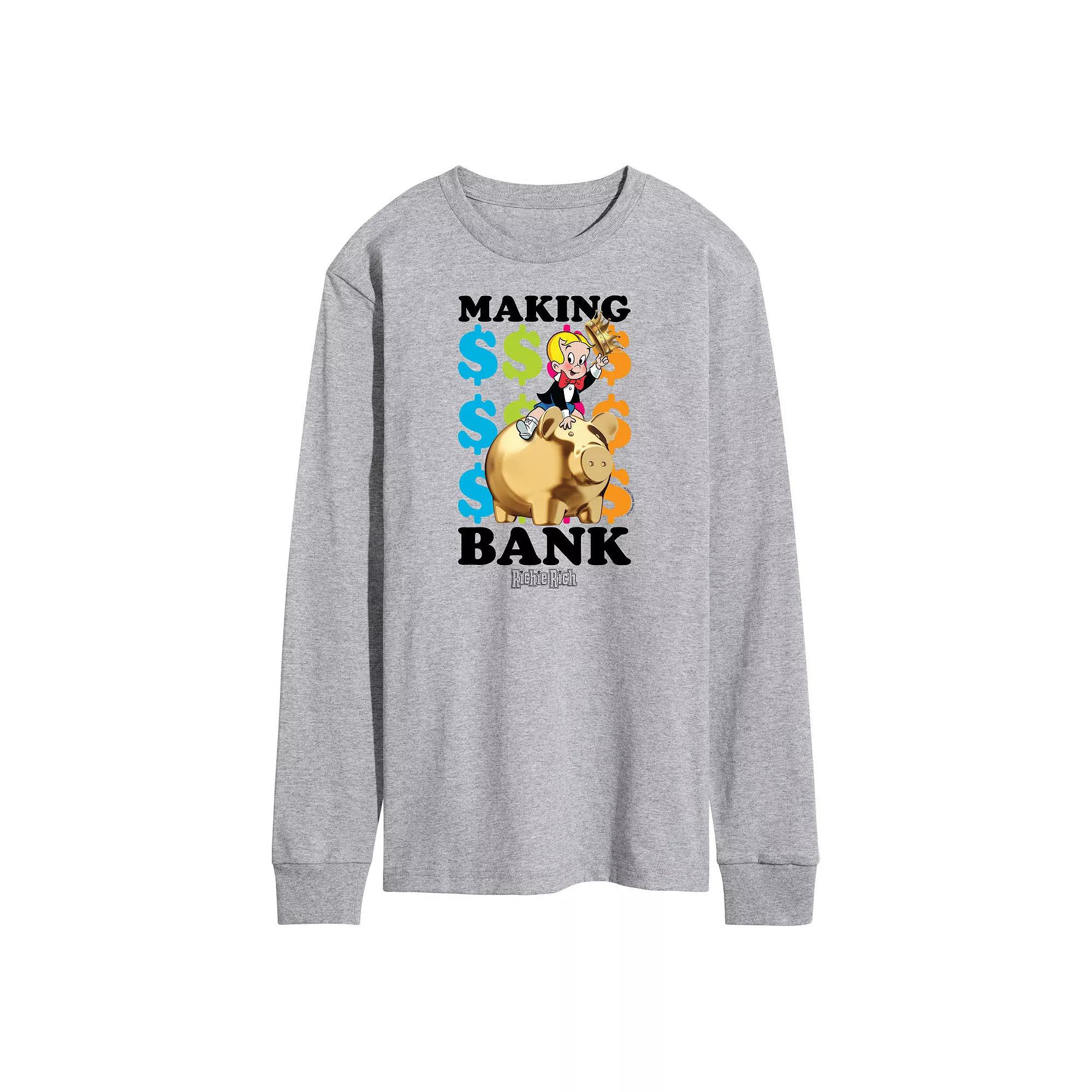 Men's Richie Rich Making Bank Long Sleeve Graphic Tee,  Product Image