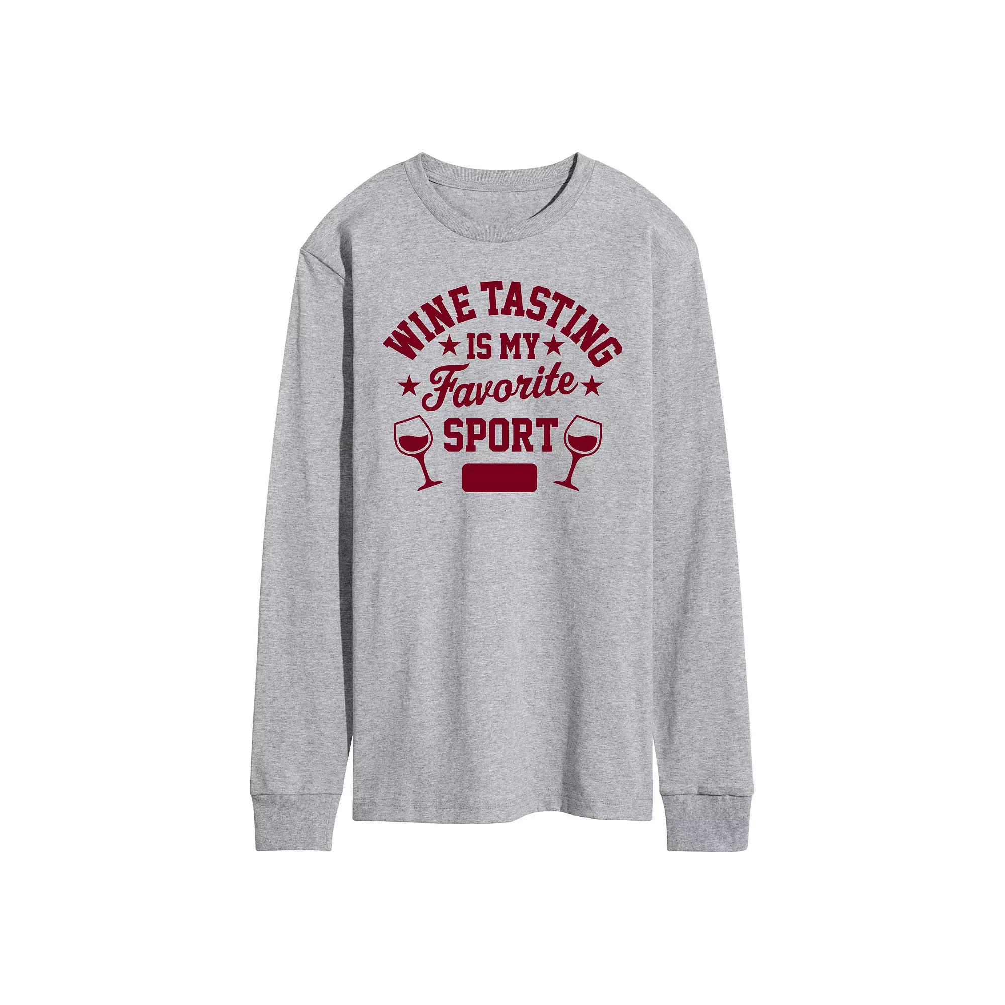 Men's Wine Tasting Fav Sport Long Sleeve Graphic Tee,  Product Image