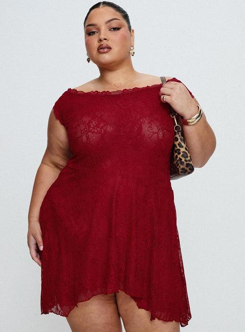 La Dolce Vita Lace Mini Dress Red Product Image