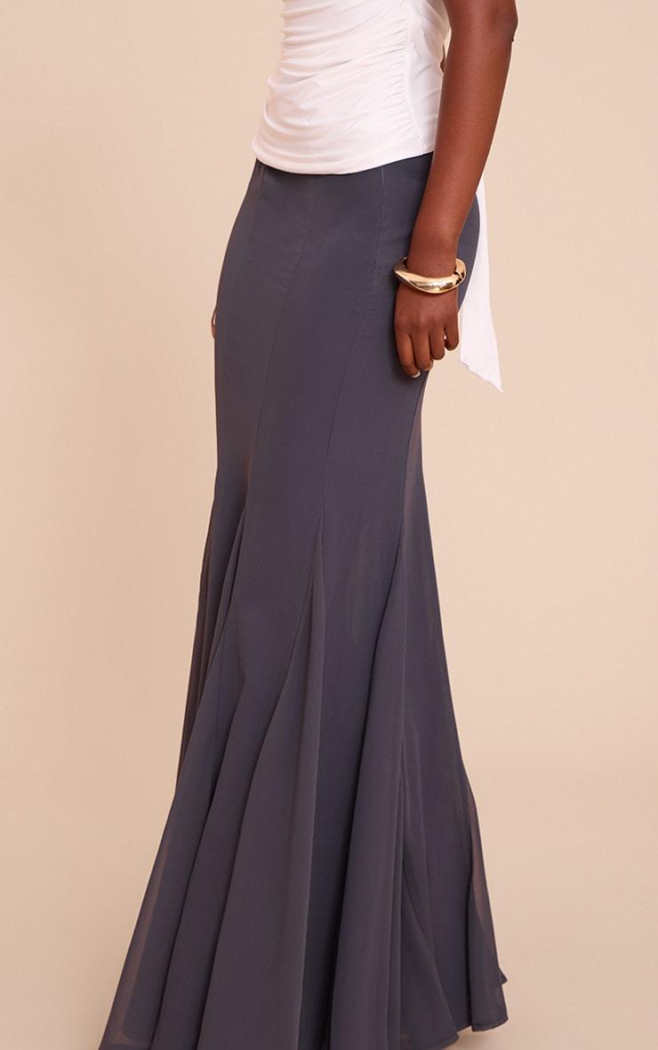 Charcoal Chiffon Godet Hem Maxi Skirt Product Image