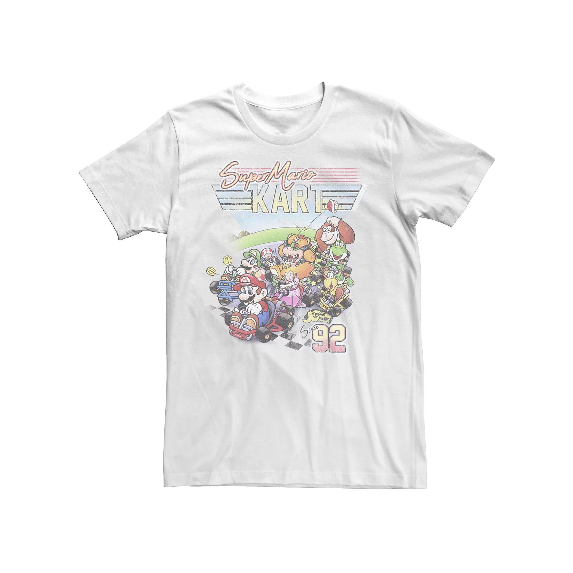 Men's Mario Kart 92 Group Shot Distressed Tee, Size: Medium, Red Grey Product Image