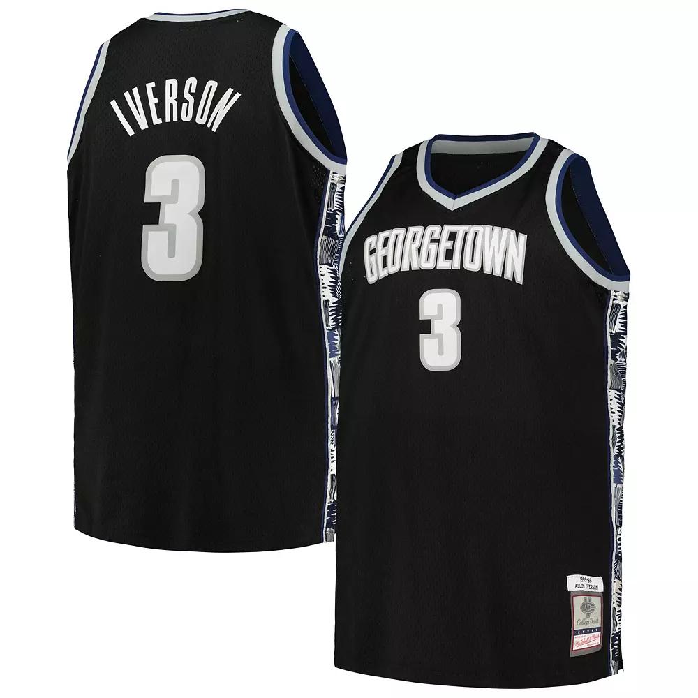 Men's Mitchell & Ness Allen Iverson Black Georgetown Hoyas Big & Tall Swingman Jersey, Size: 5XB, Grg Black Product Image