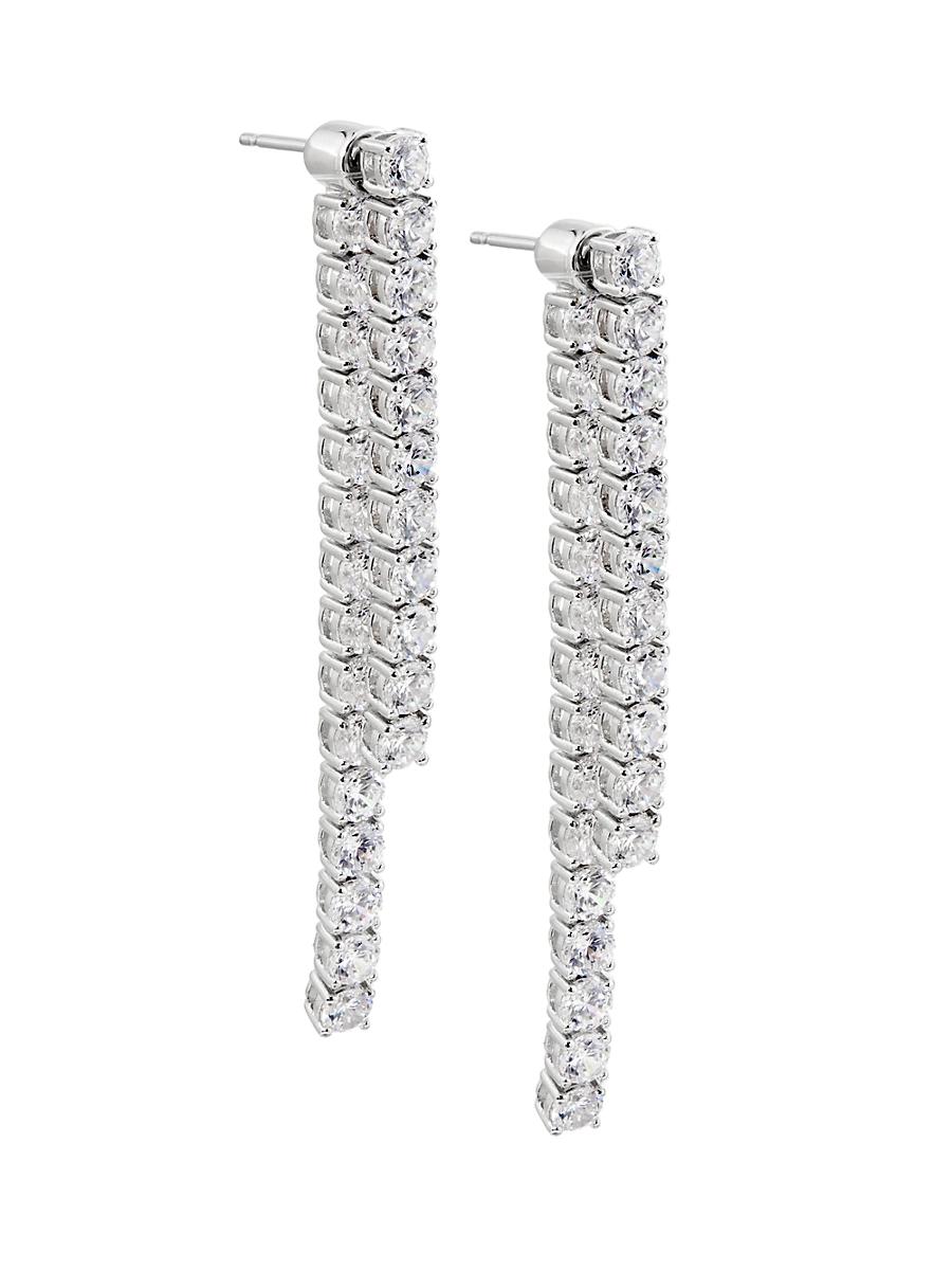 Womens Cubic Zirconia Linear Drop Tennis Earrings Product Image