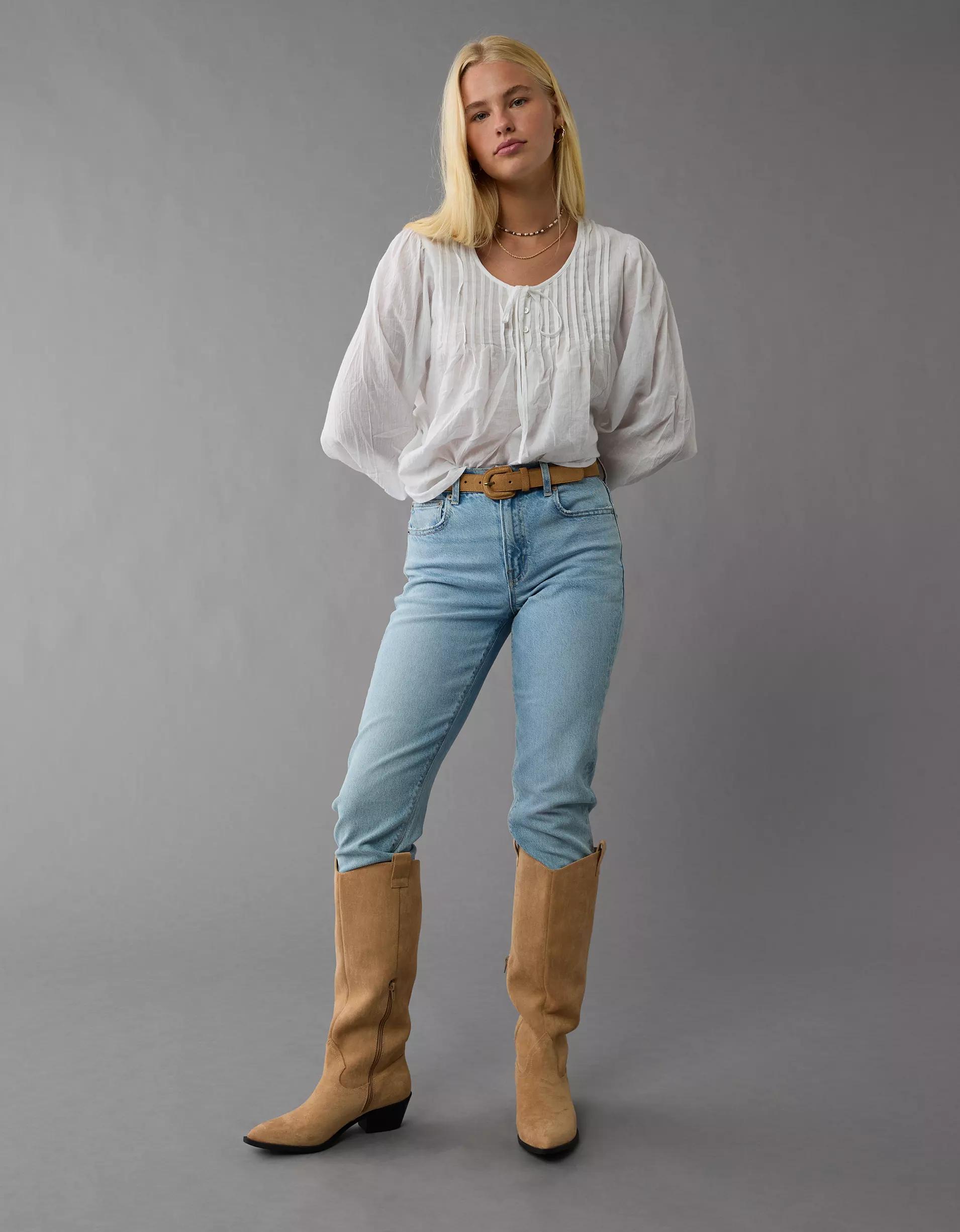 AE Long-Sleeve Breezy Boho Blouse Product Image