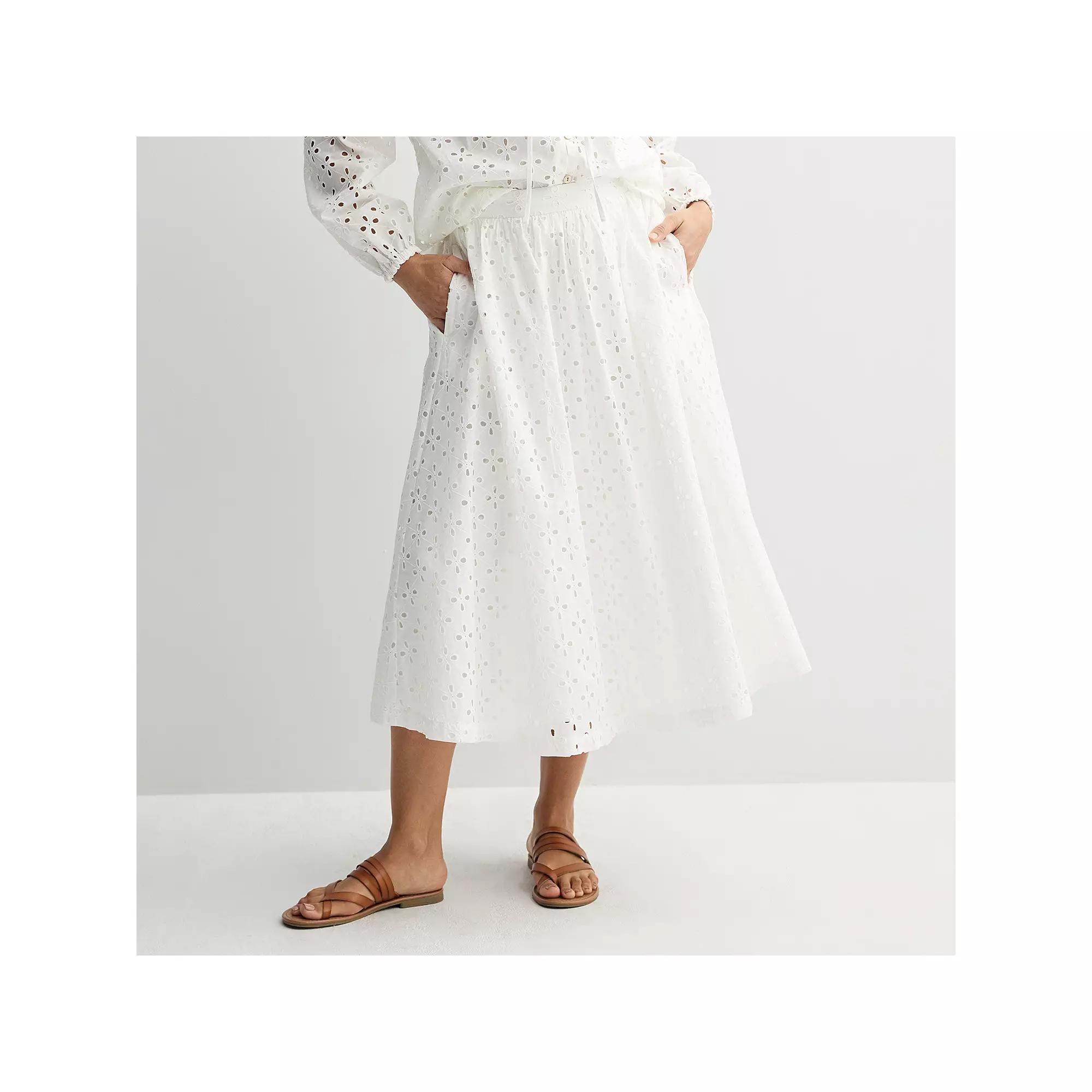 Women's Nine West A-Line Midi Skirt, Size: Large, White Knight Product Image