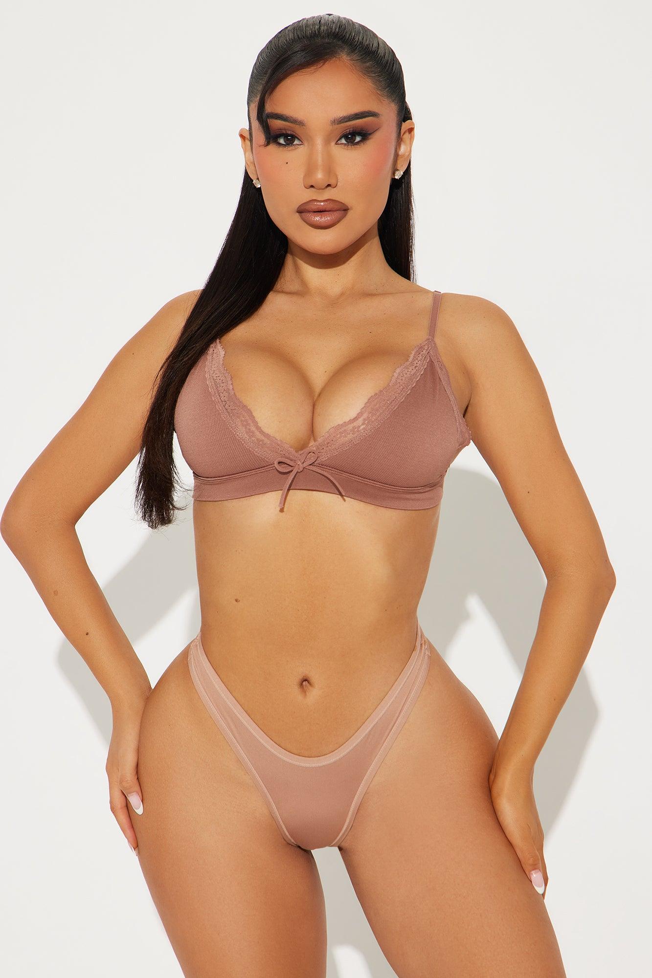 Close To You Seamless Ribbed Triangle Bralette - Mocha Product Image