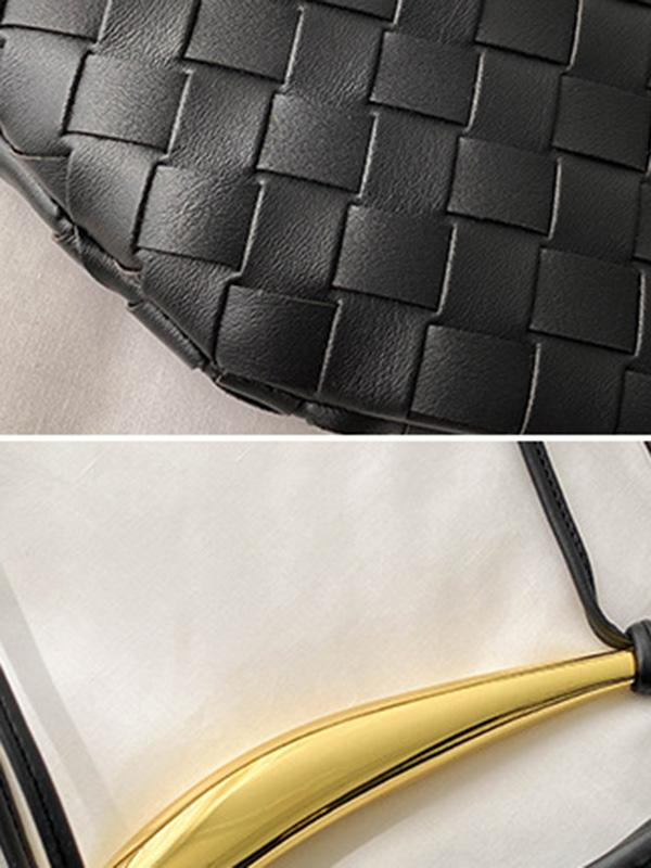 Geometric Split-Joint Woven Zipper Bags Handbags Product Image